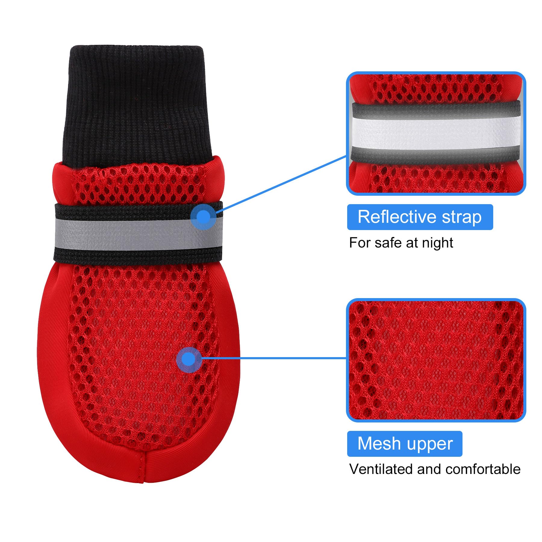 **Breathable Mesh Dog Boots for Large Dogs - Paw Protection for Hot Pavement & Outdoor Adventures - Perfect for Hiking, Walking, and Summer Activities**