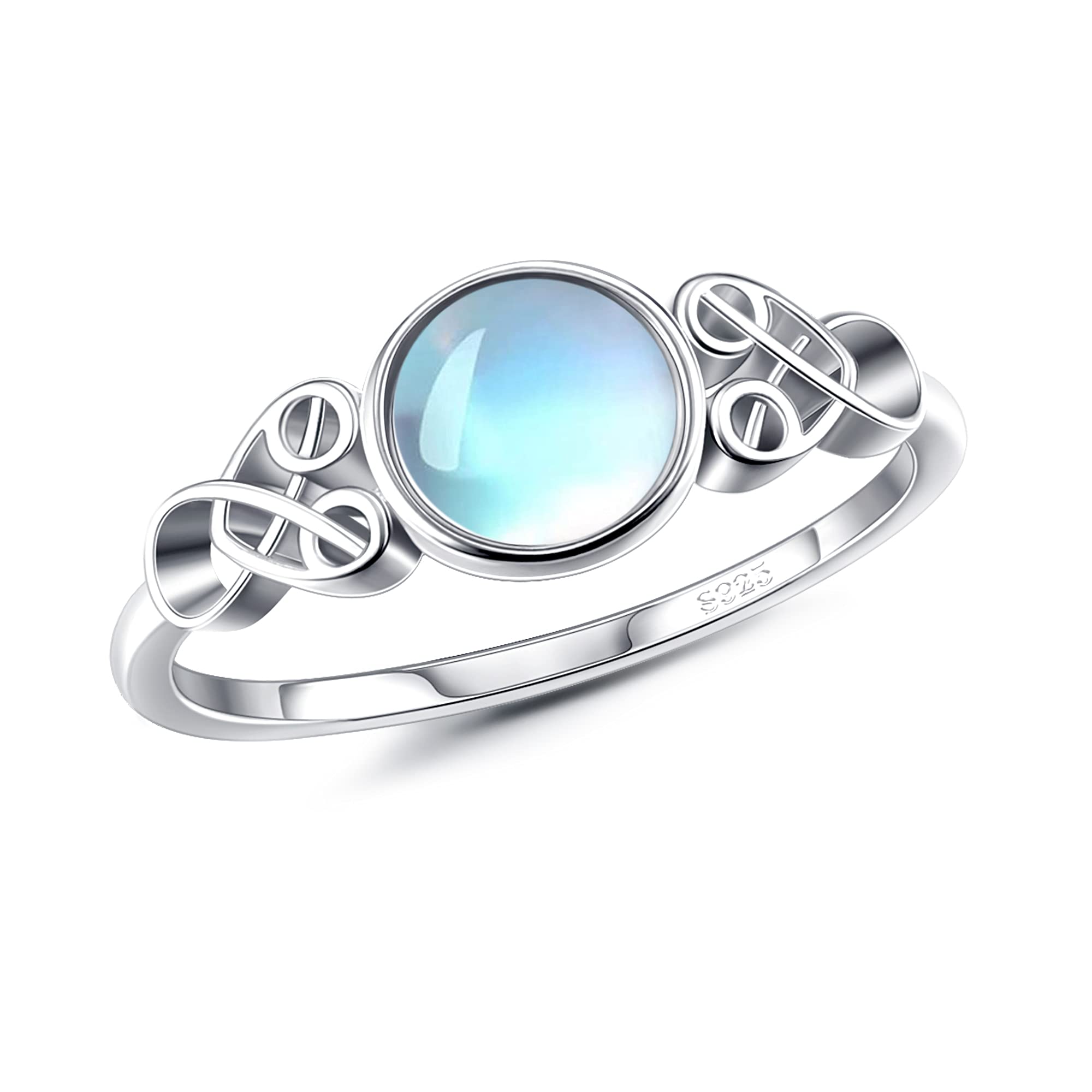 Celtic Knot Sterling Silver Moonstone Ring for Women – Victorian Style Dainty Engagement, Anniversary & Wedding Ring with Gift Box (Size 5-9) | Perfect for Boho Bridal Jewelry, Handfasting Ceremonies & Everyday Elegance