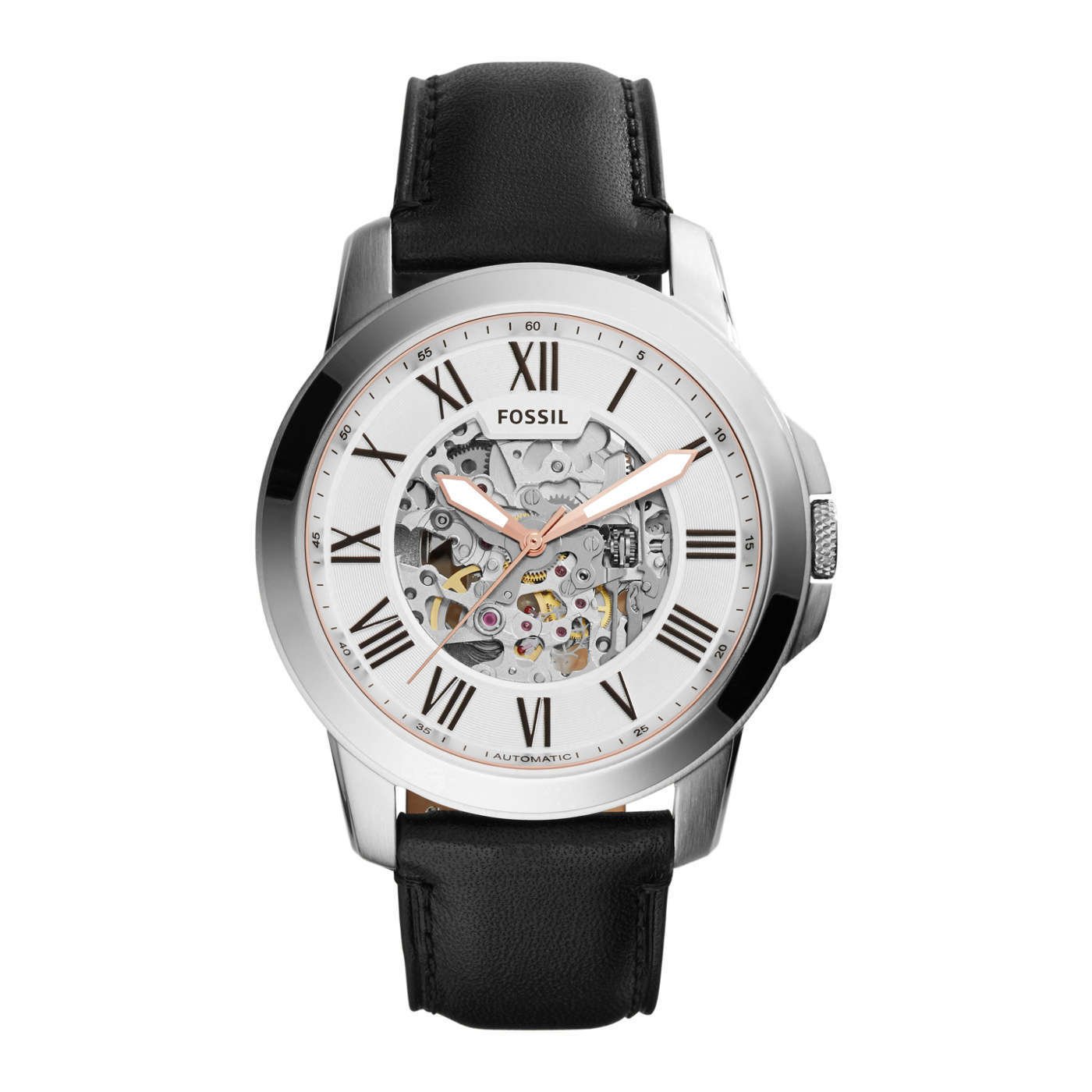 Fossil Grant Automatic Men's Watch - Stainless Steel Mechanical Timepiece for Business, Casual & Formal Wear | Water Resistant & Durable Design
