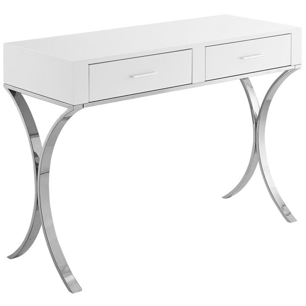 UrbanPro Modern Chrome Vanity Desk with Mirror | Contemporary Bathroom Vanity & Home Office Desk | Perfect for Small Spaces & Apartment Living