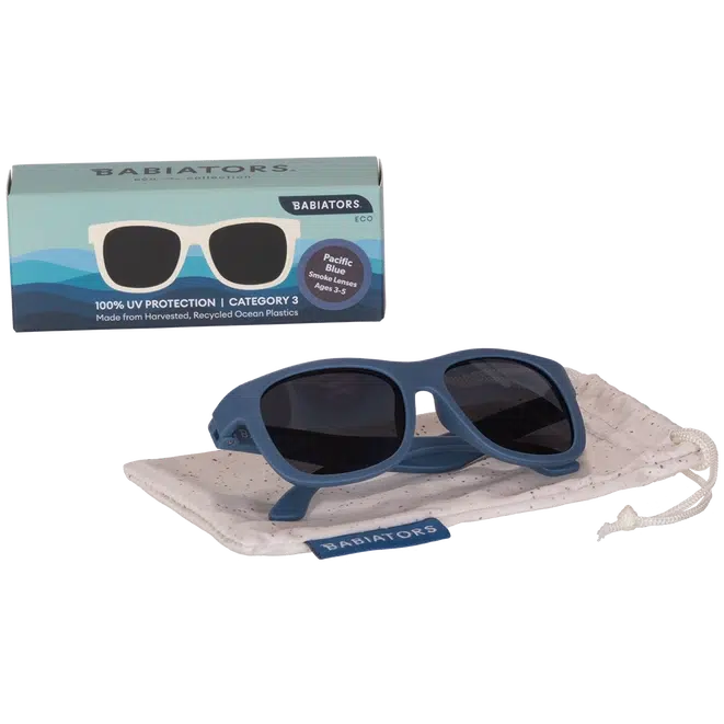 Babiators Navigator Eco Sunglasses for Kids - Pacific Blue - UV Protection, Lightweight & Durable - Perfect for Outdoor Activities, Beach, Swimming & Sports
