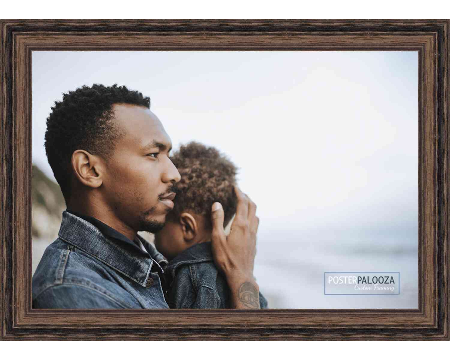 12x16.5 Rustic Walnut Wood Picture Frame - Solid Wood Photo Frame with UV Acrylic, Foam Board Backing & Hanging Hardware - Perfect for Wall Art, Family Photos, Posters and Home Decor Display