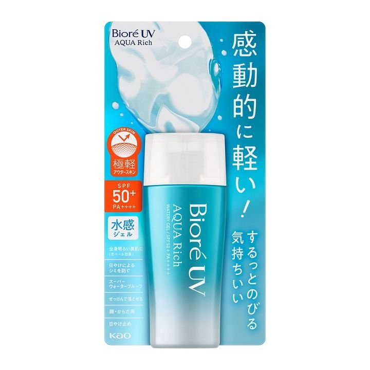 Bioré UV Aqua Rich Watery Gel Sunscreen SPF50+ PA++++ 70ml | Lightweight, Hydrating & Water-Resistant Sun Protection for Face & Body | Perfect for Outdoor Activities, Travel & Daily Use