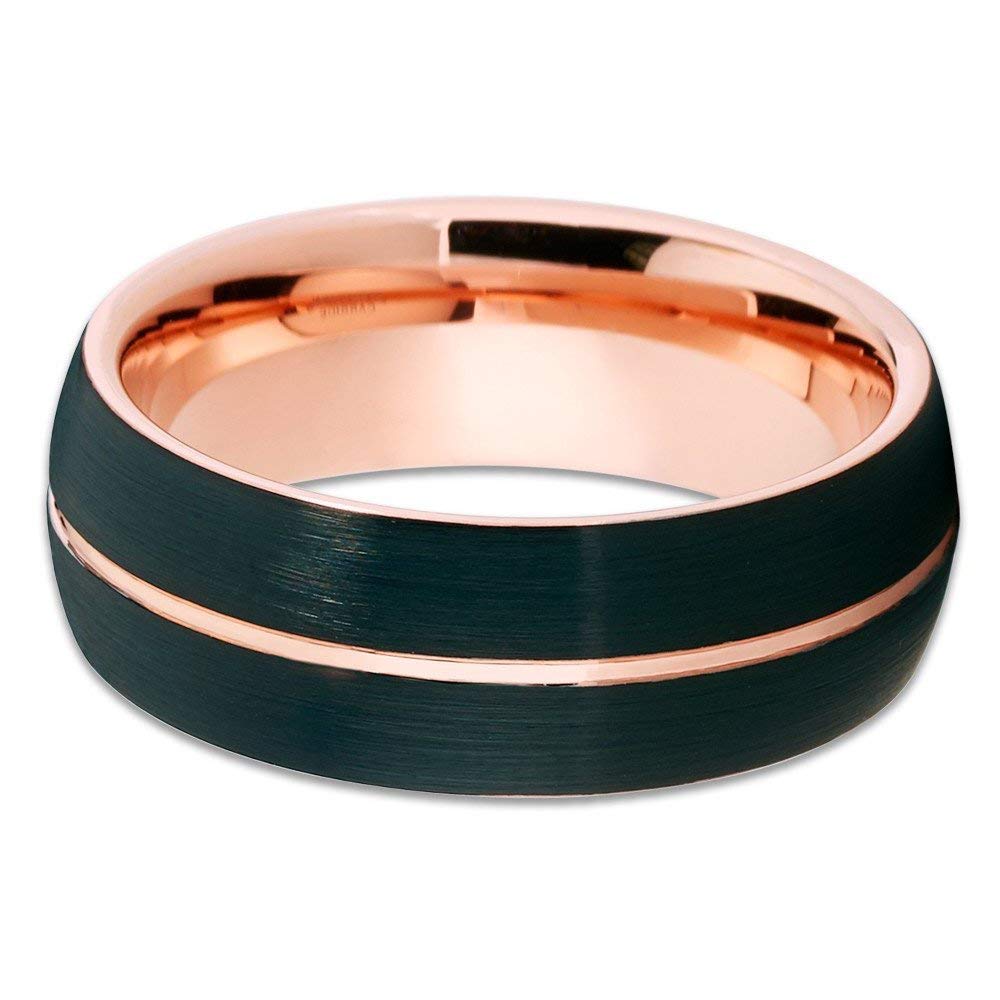 Rose Gold Tungsten Wedding Band - 18k Rose Gold & Black Tungsten Ring for Men & Women - Comfort Fit Anniversary Ring - Perfect for Weddings, Engagements & Special Occasions