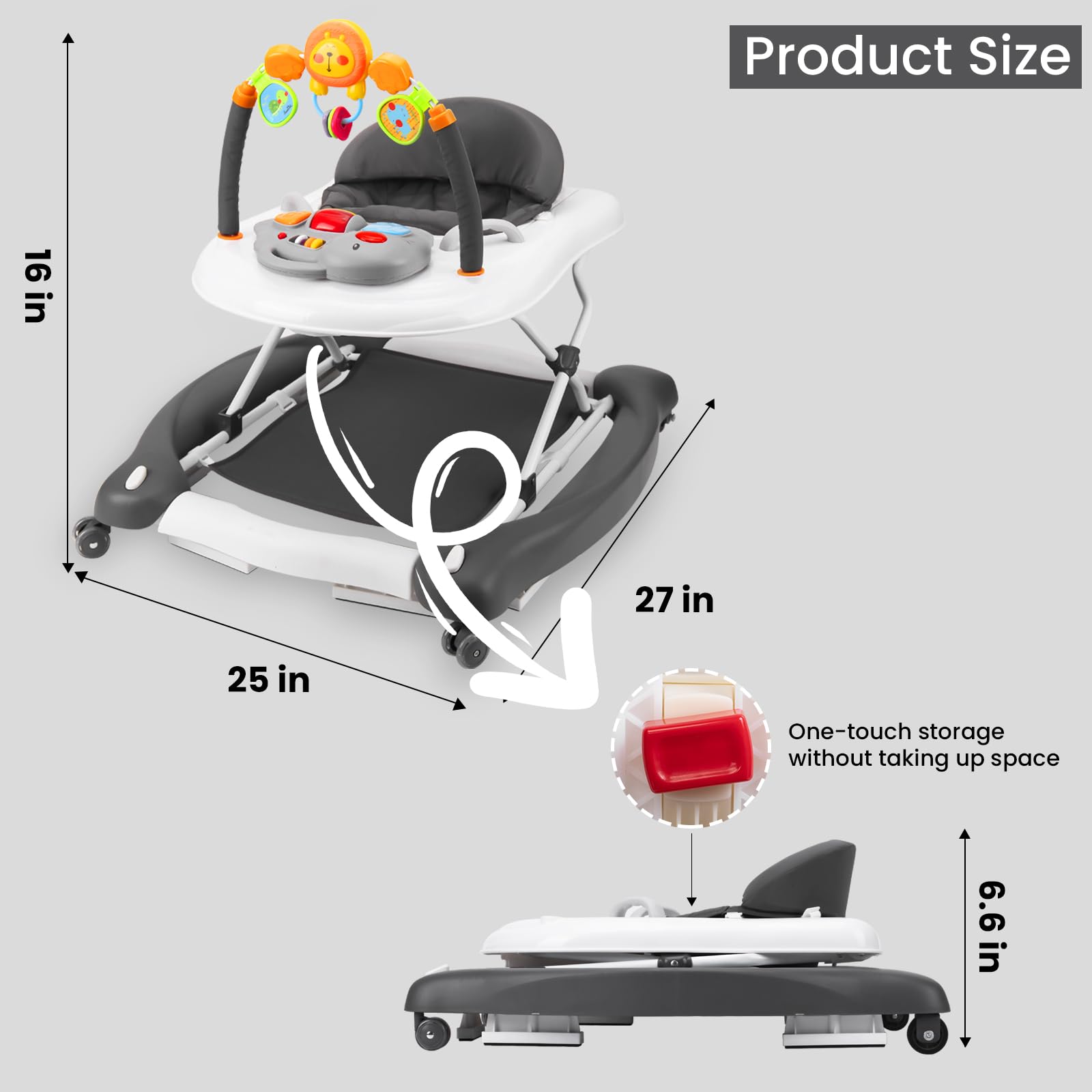 5-in-1 Foldable Baby Walker with Bouncer, Adjustable Height & Removable Tray - Interactive Learning Toy with Music for Infants 6-18 Months - Perfect for First Steps, Playtime & Feeding (Blue/Green) - Ideal for Nursery, Daycare & Home Use