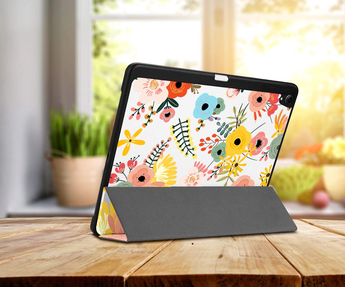 Batianda iPad Pro 11 Case 2018 2020 2021 - Premium PU Leather Folio Cover with Pencil Holder, Auto Wake/Sleep & Folding Stand | Hard Shell Protection for New iPad Pro 11 Inch | Watercolor Flower Design | Perfect for Work, Travel & Home Use