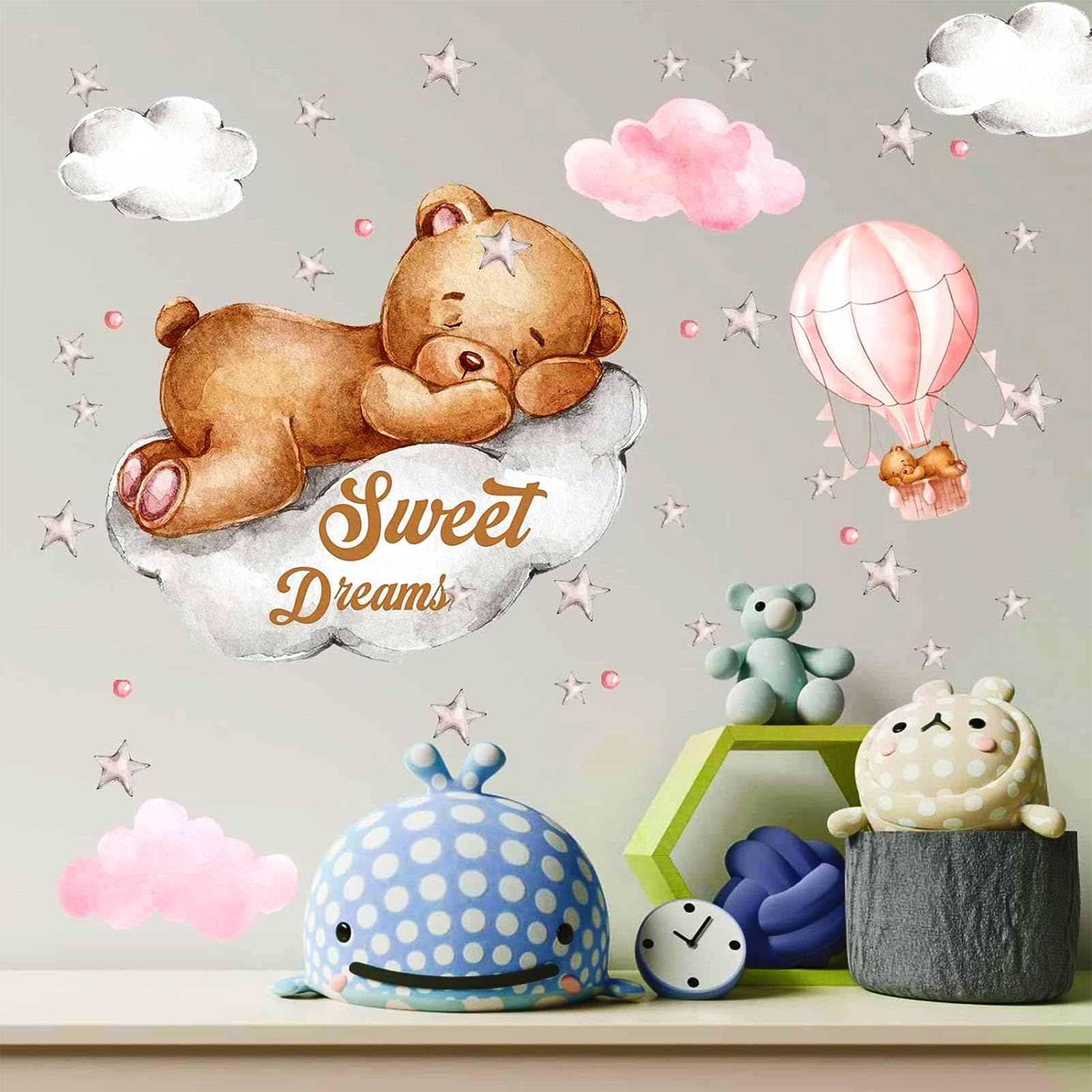 Moon & Stars Wall Decal for Nursery - Baby Room Decor for Boys & Girls - Perfect for Bedroom & Playroom