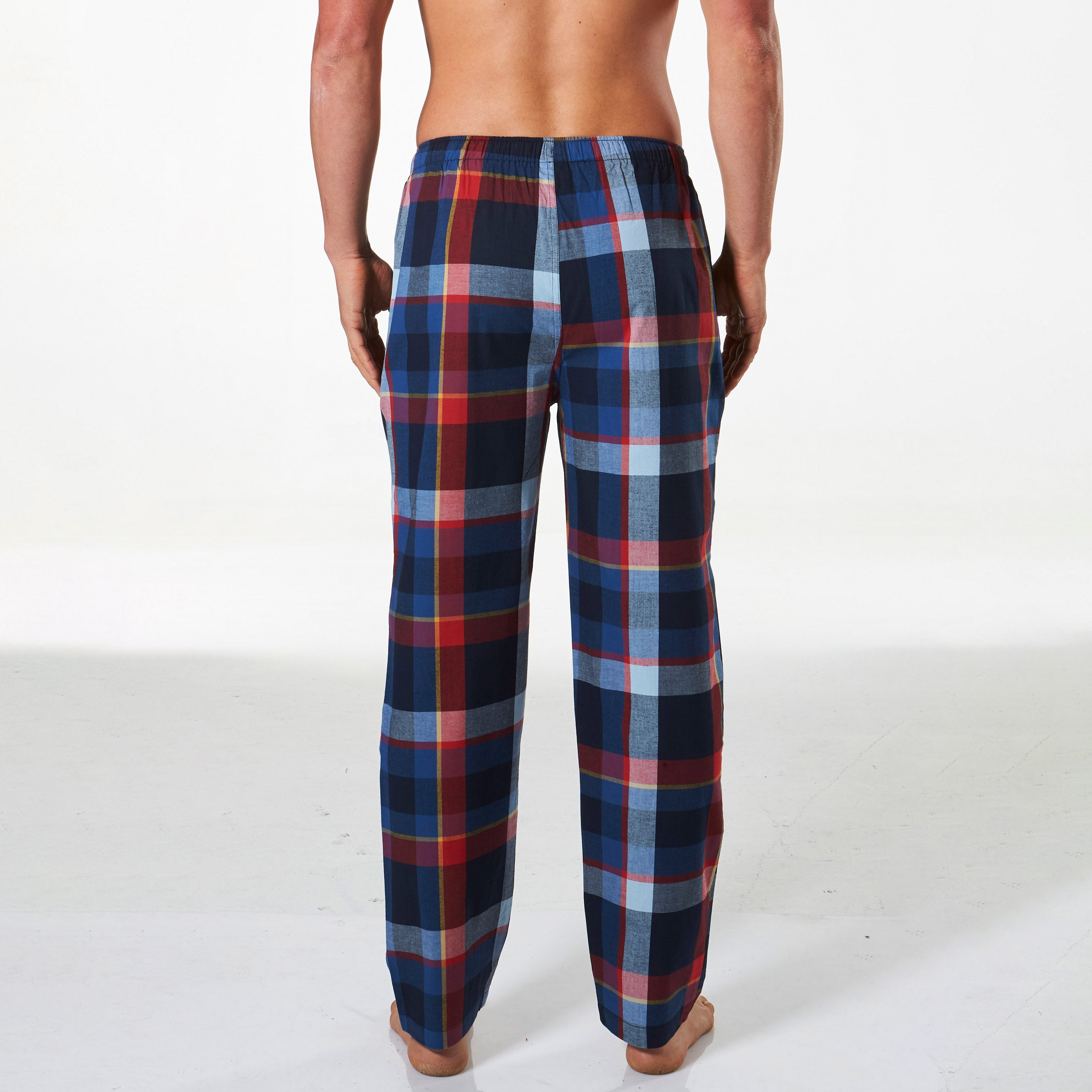 British Check Cotton Pajama Pants for Men - Navy Blue Plaid Sleepwear | Comfortable Lounge Pants for Relaxing at Home & Travel