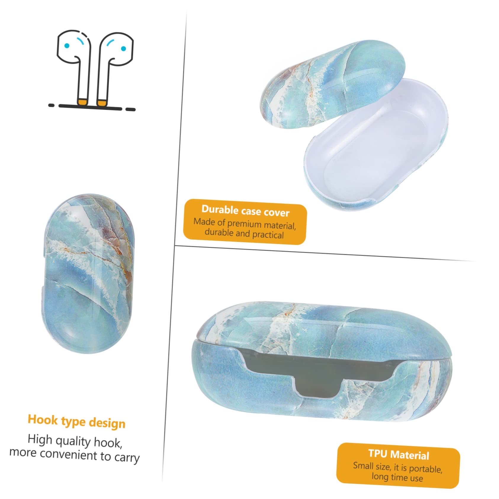Hemobllo 2 Pack Anti-Slip Headphone Stand Holder - Marble Design, White | Compact & Stylish Organizer for Desk, Office, Gaming Setup