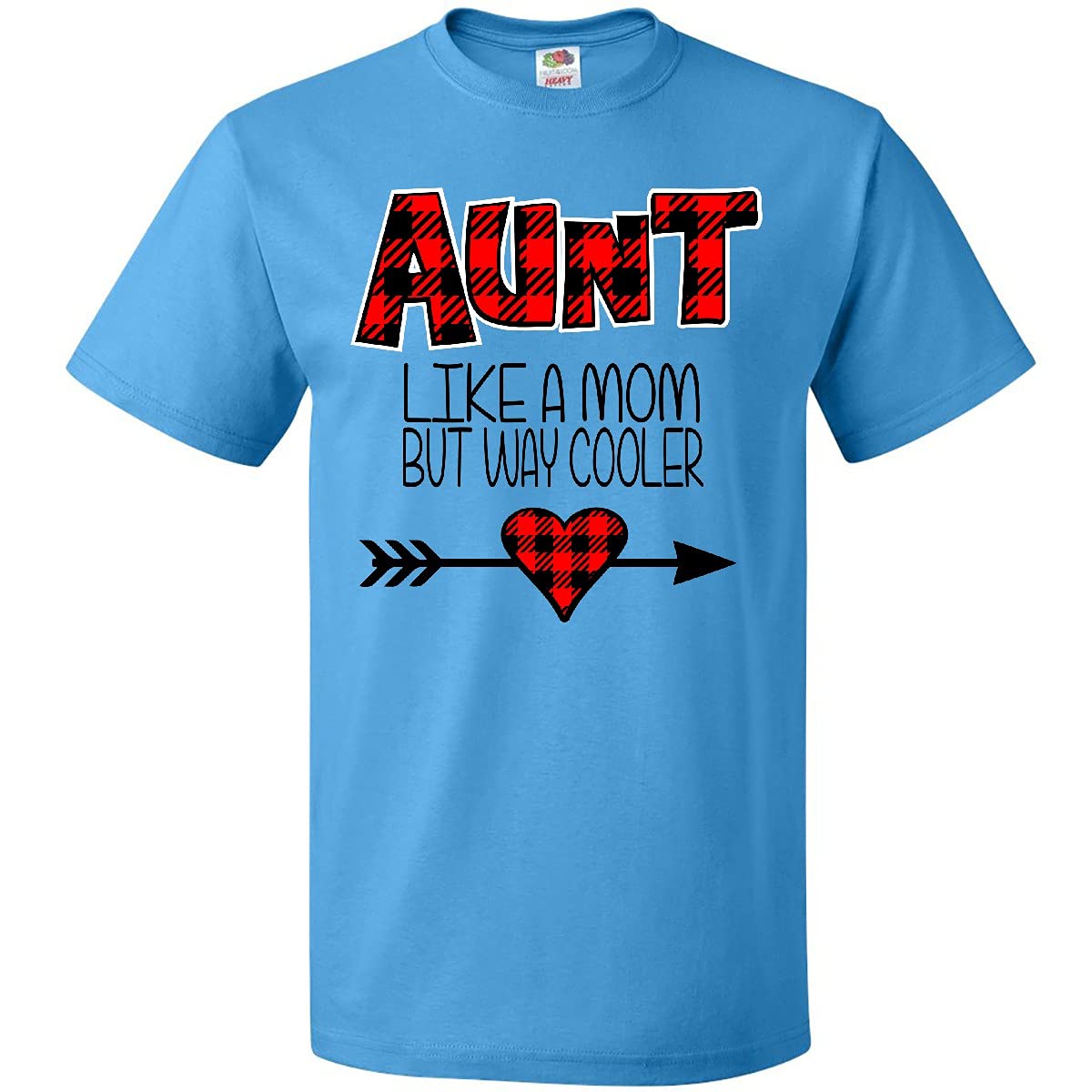 Inktastic Aunt Like a Mom But Way Cooler Red Plaid T-Shirt | Funny Aunt Gift | Casual Wear & Family Gatherings