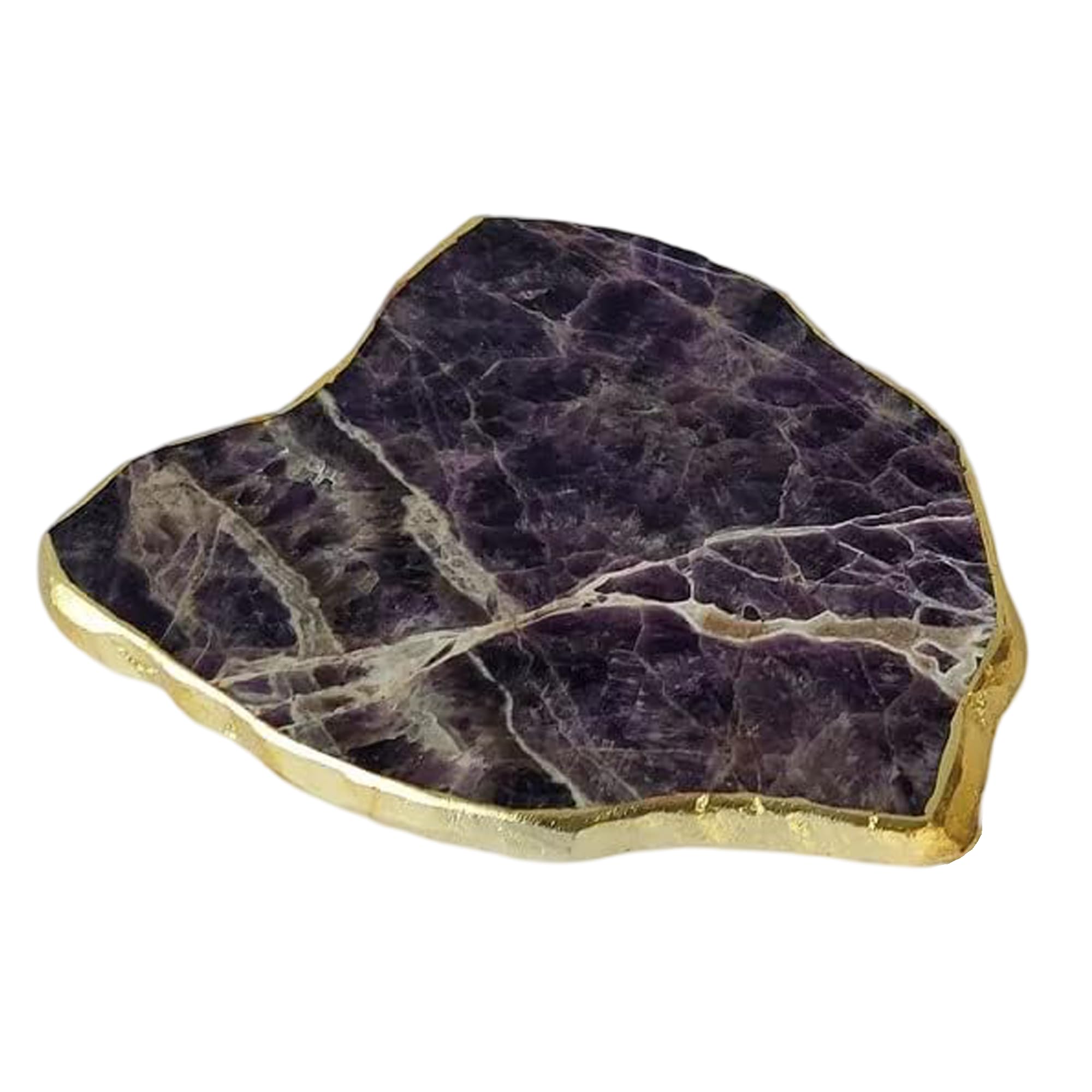 Amethyst Cheese Serving Board with Gold Trim - Natural Purple Crystal Platter for Charcuterie, Cheese & Appetizers | Elegant Gift for Christmas, Housewarming, Thanksgiving | Perfect for Dinner Parties, Bridal Showers & Hostess Gifts