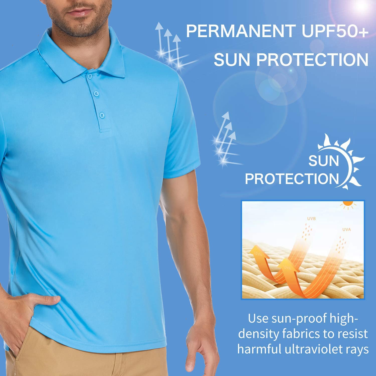 COOFANDY Men's Quick Dry Golf Polo Shirt - UPF 50+ Sun Protection, Lightweight Moisture Wicking Short Sleeve Shirt for Golf, Tennis & Outdoor Activities