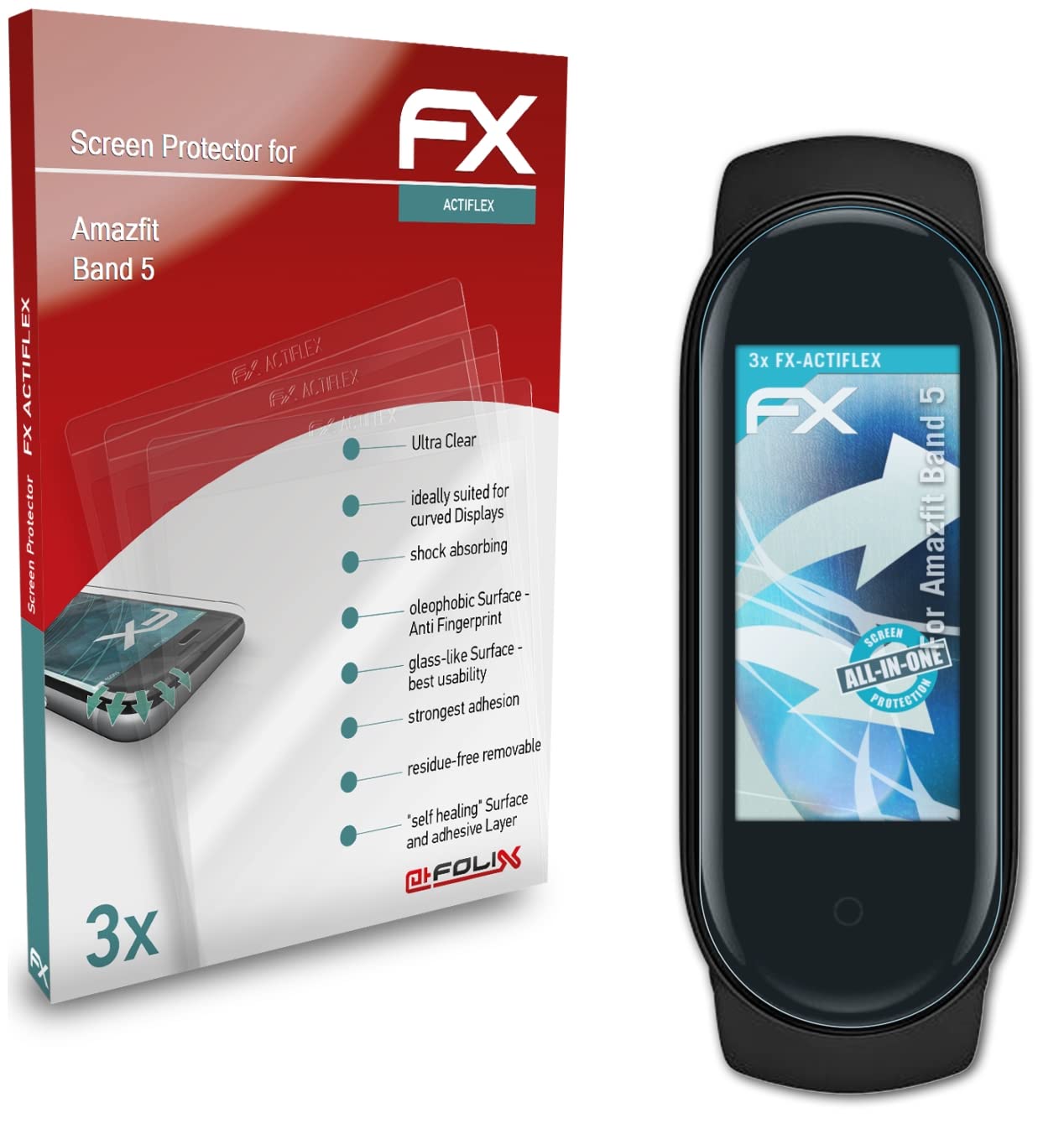 Amazfit Band 5 Screen Protector - 3 Pack Ultra Clear Flexible HD Film | Scratch Resistant & Bubble Free | Perfect for Workouts, Swimming & Daily Use