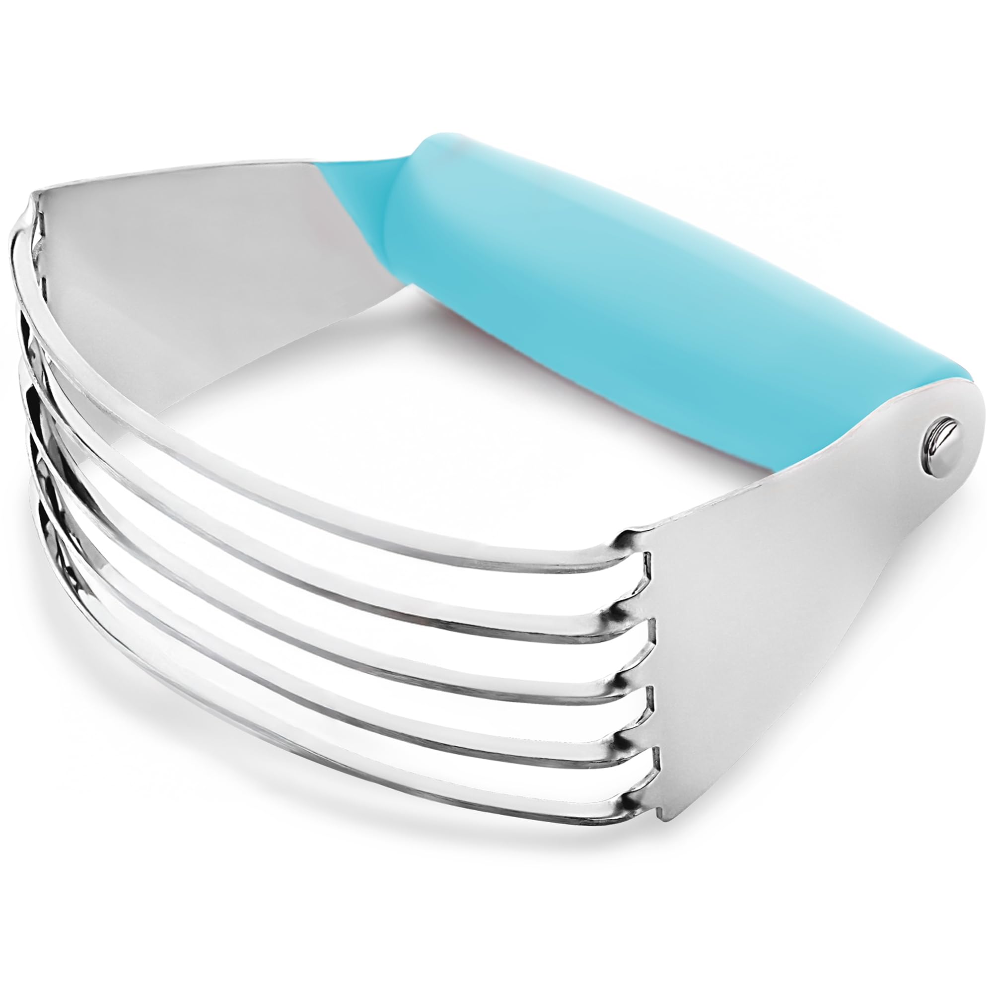 Zulay Kitchen Professional Stainless Steel Dough Blender - Heavy Duty Pastry Cutter with Sharp Blades for Baking Pies, Cookies & Pastries | Perfect for Home Bakers & Professional Chefs (Blue)