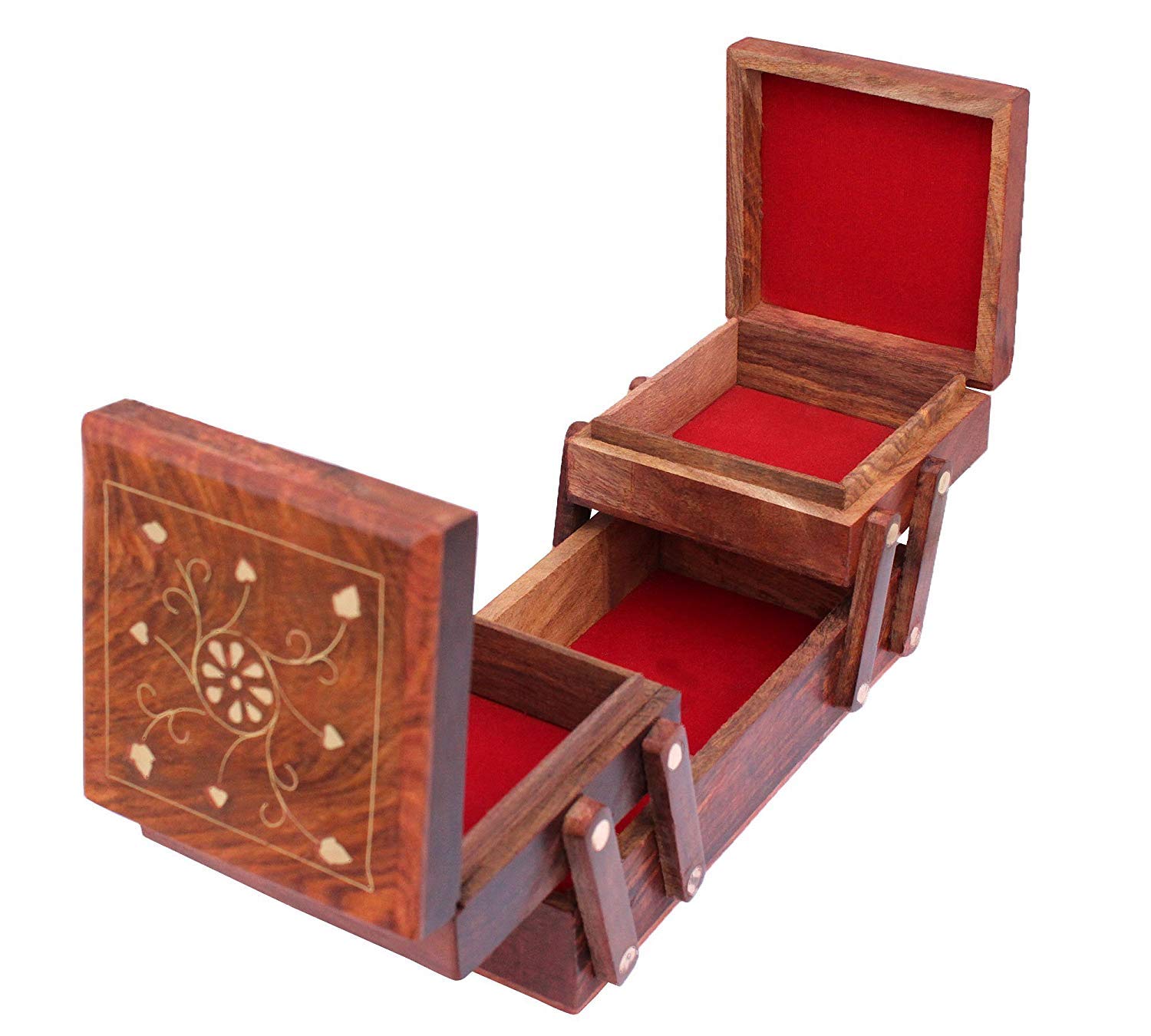 Hand Carved Wooden Jewelry Box for Women - 8 Inch Jewelry Organizer with Intricate Carvings | Perfect Gift for Birthdays, Anniversaries & Home Decor