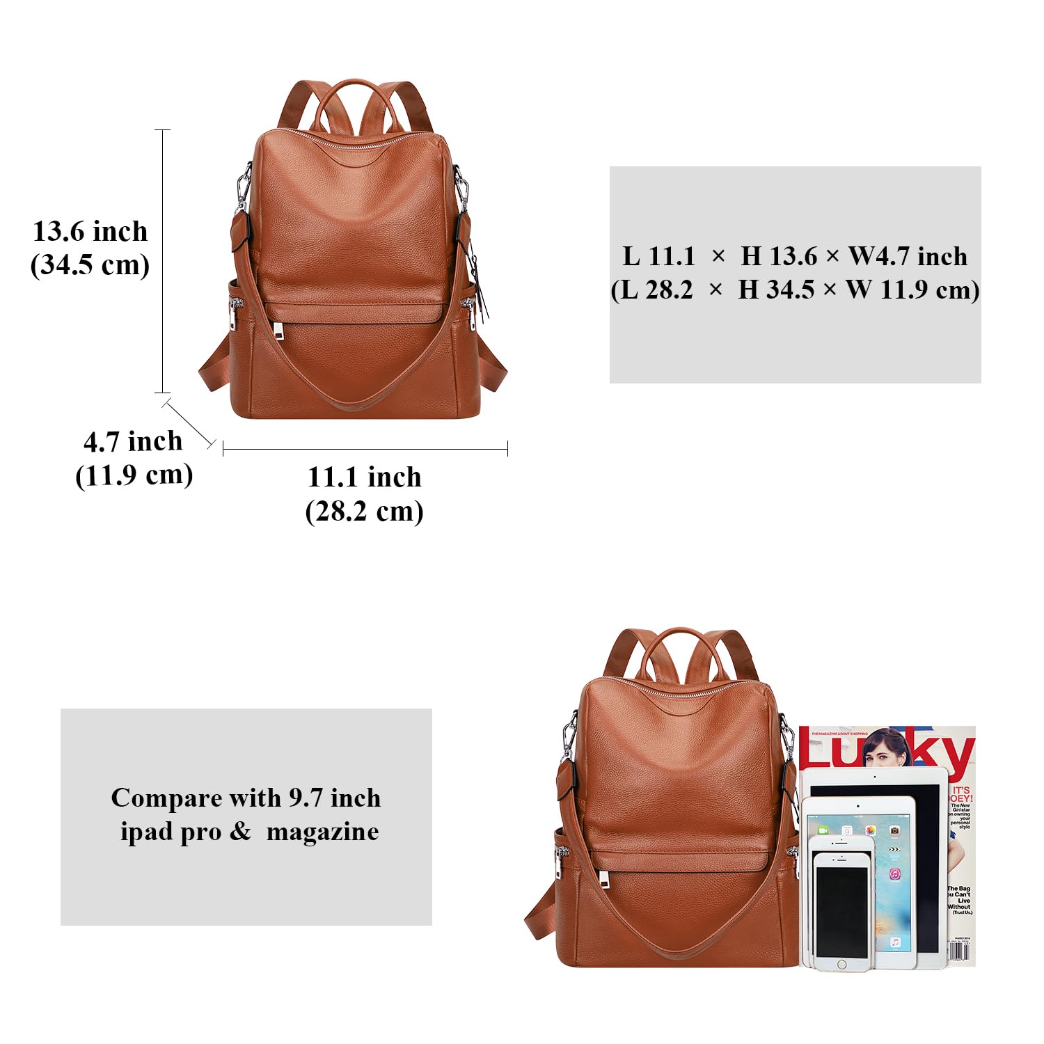 ALTOSY Genuine Leather Backpack for Women - Elegant Ladies Shoulder Bag Purse | Perfect for Work, Travel & College (Black)