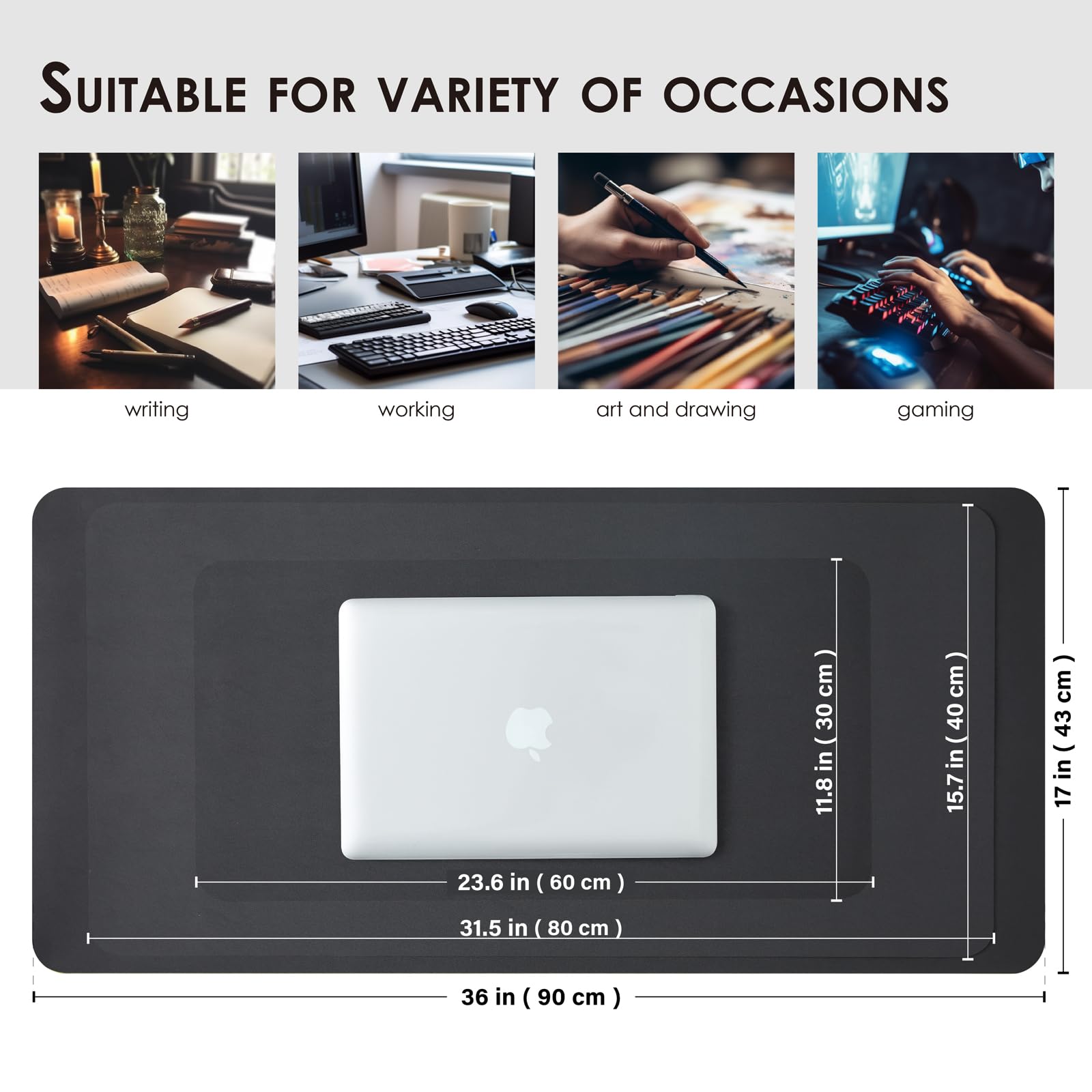 Premium PU Leather Desk Mat - Non-Slip Office & Home Desk Pad (31.5