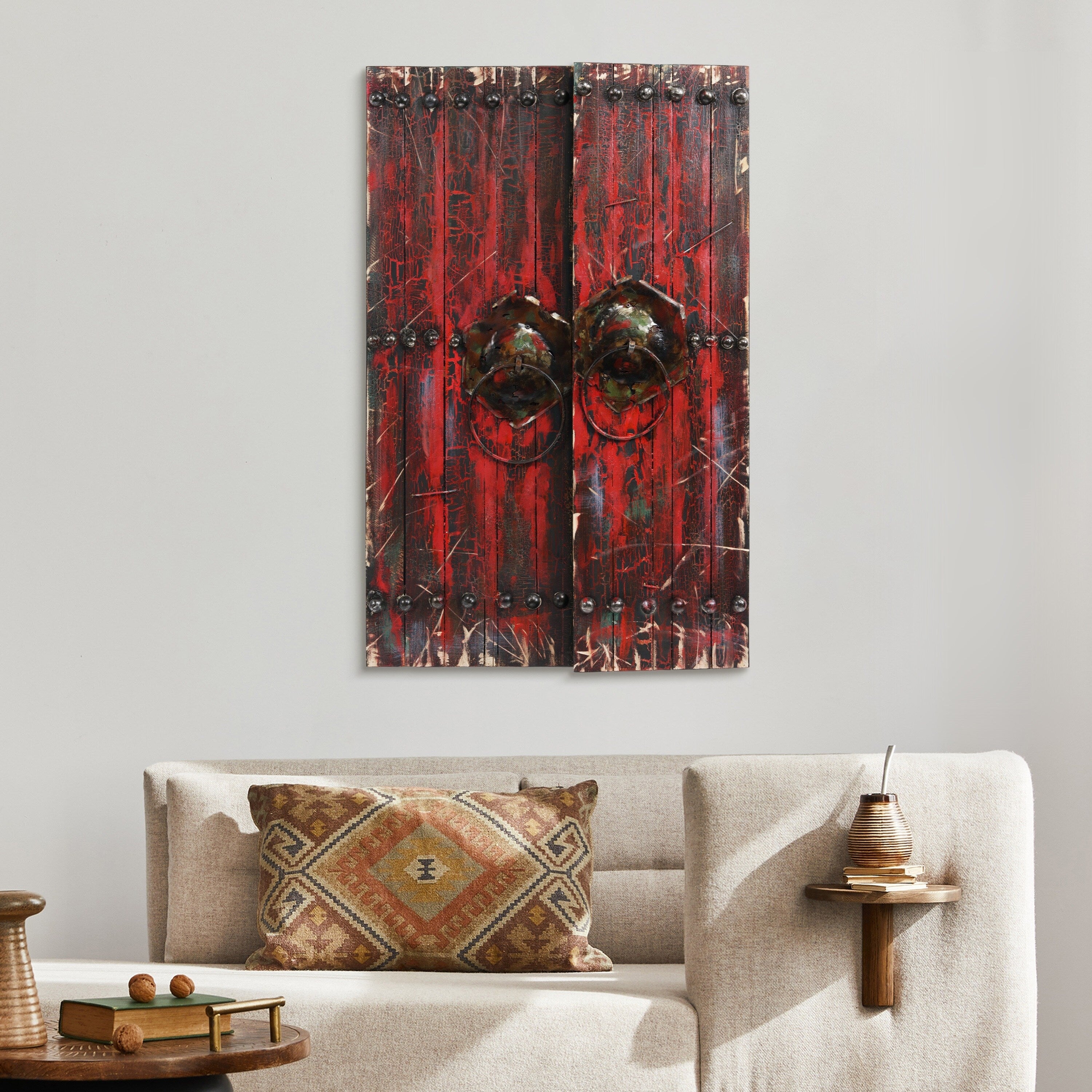 Vintage Wooden Doors - Hand-Painted Metallic Finish Rustic Wood Blocks for Wall Decor | Farmhouse, Industrial & Bohemian Home Decor