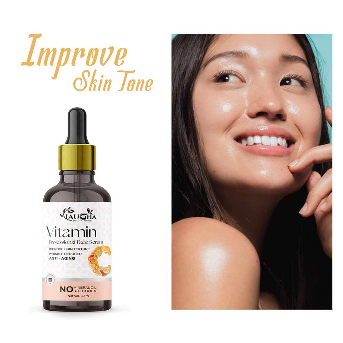 Laugha Professional Vitamin C & E Brightening Face Serum - 30ml (Pack of 3) | Anti-Aging, Glowing Skin Treatment for Day & Night Use | Dark Spot Corrector & Skin Whitening Solution