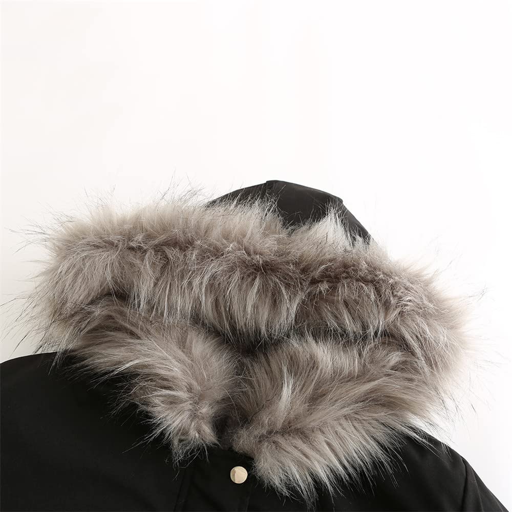 YGJKLIS Women's Winter Jacket - Waterproof Snow Coat with Faux Fur Hood & Detachable Fur Collar, Plus Size Mid-Length Outdoor Parka for Skiing, Snowboarding & Cold Weather Activities