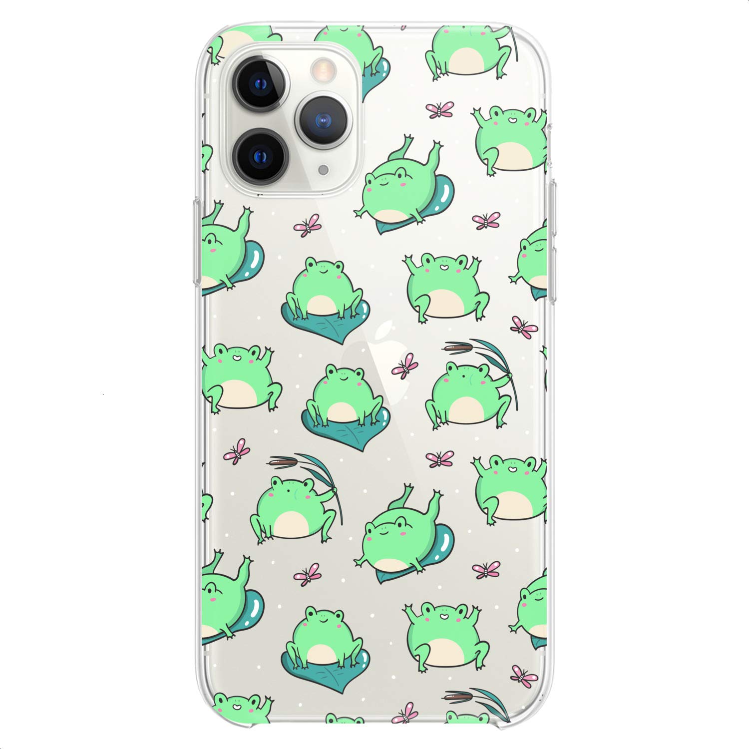 Premium TPU Phone Case for iPhone 16/15/14/13/12/11 Pro Max/Plus/Mini/XS/XR/X/8/7/6/5/SE - Cute Kawaii Frog Pattern Design, Colorful Green Slim Flexible Silicone Protective Cover - Perfect for Kids, Teens & Nature Lovers