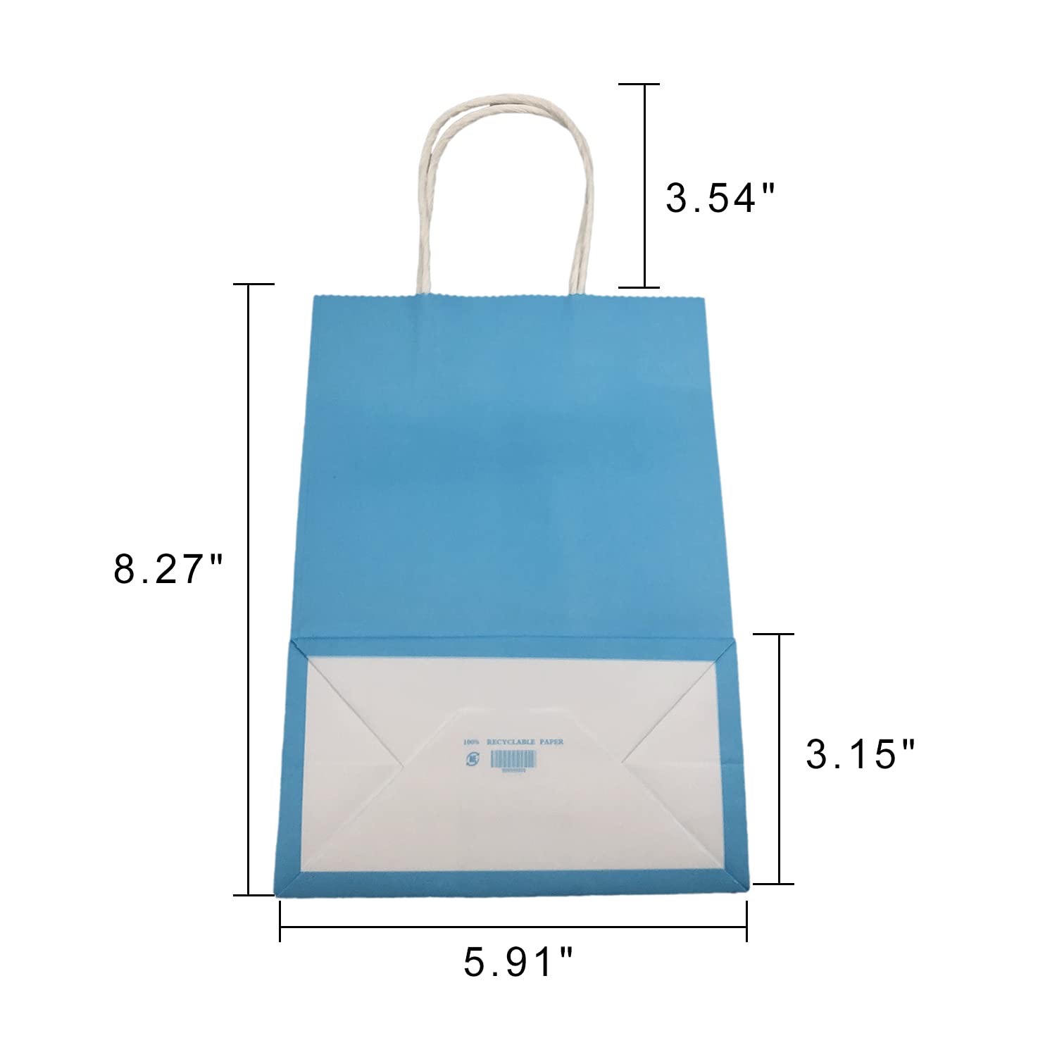 100 Pcs Custom Printed Kraft Paper Bags - 5.91x3.15x8.27 Inch Eco-Friendly Shopping Bags for Retail, Parties, Gifts & Supermarkets | Reusable Merchandise & Grocery Bags