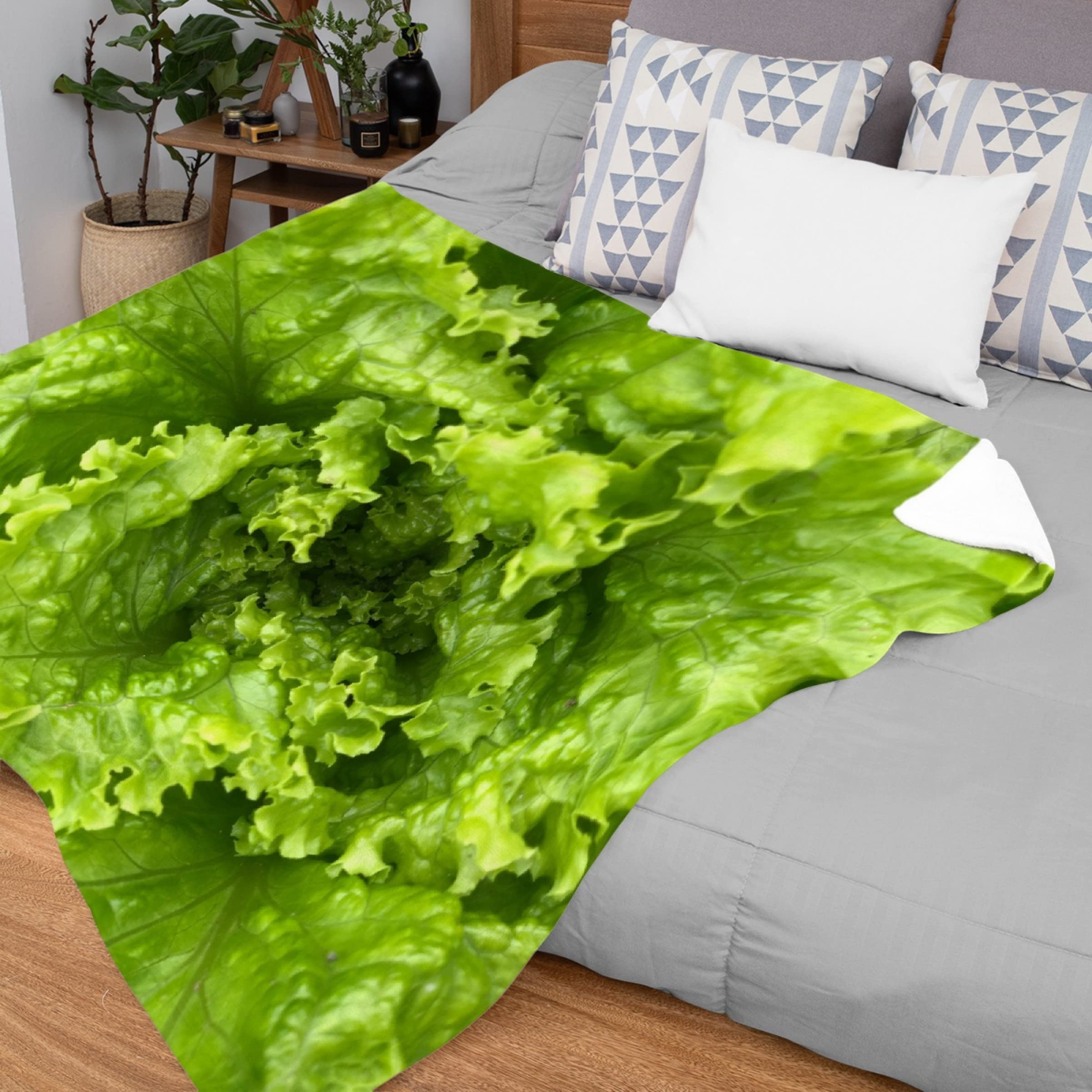 Thuswarm Lettuce Leaves Flannel Throw Blanket - Ultra Soft & Cozy 120