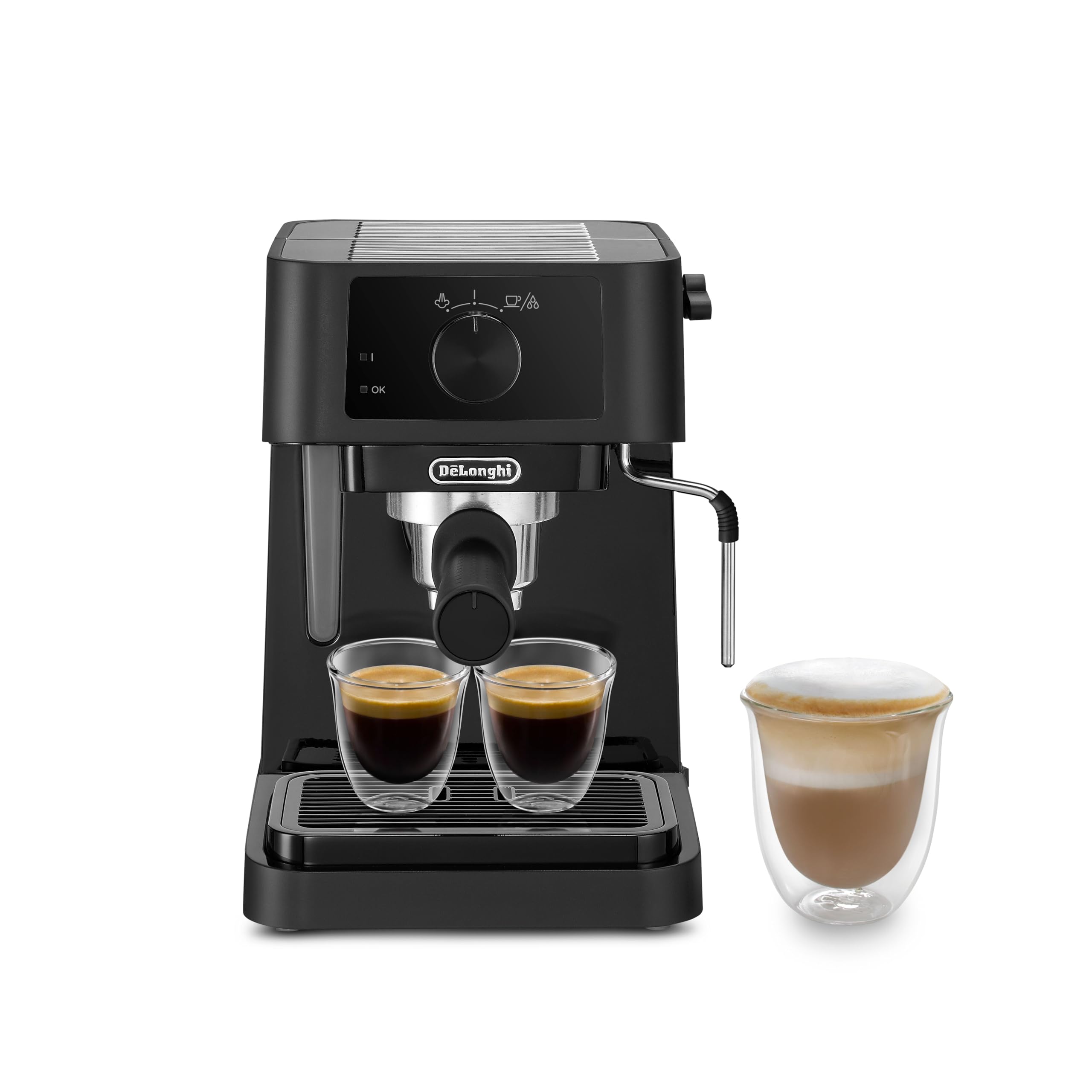 De'Longhi Stilosa EC230.BK Traditional Pump Espresso Machine for Barista-Style Coffee - 15 Bar Pressure, Milk Frother for Espresso & Cappuccino, 2 Cup Capacity, Black - Perfect for Home Coffee Bars & Office Break Rooms