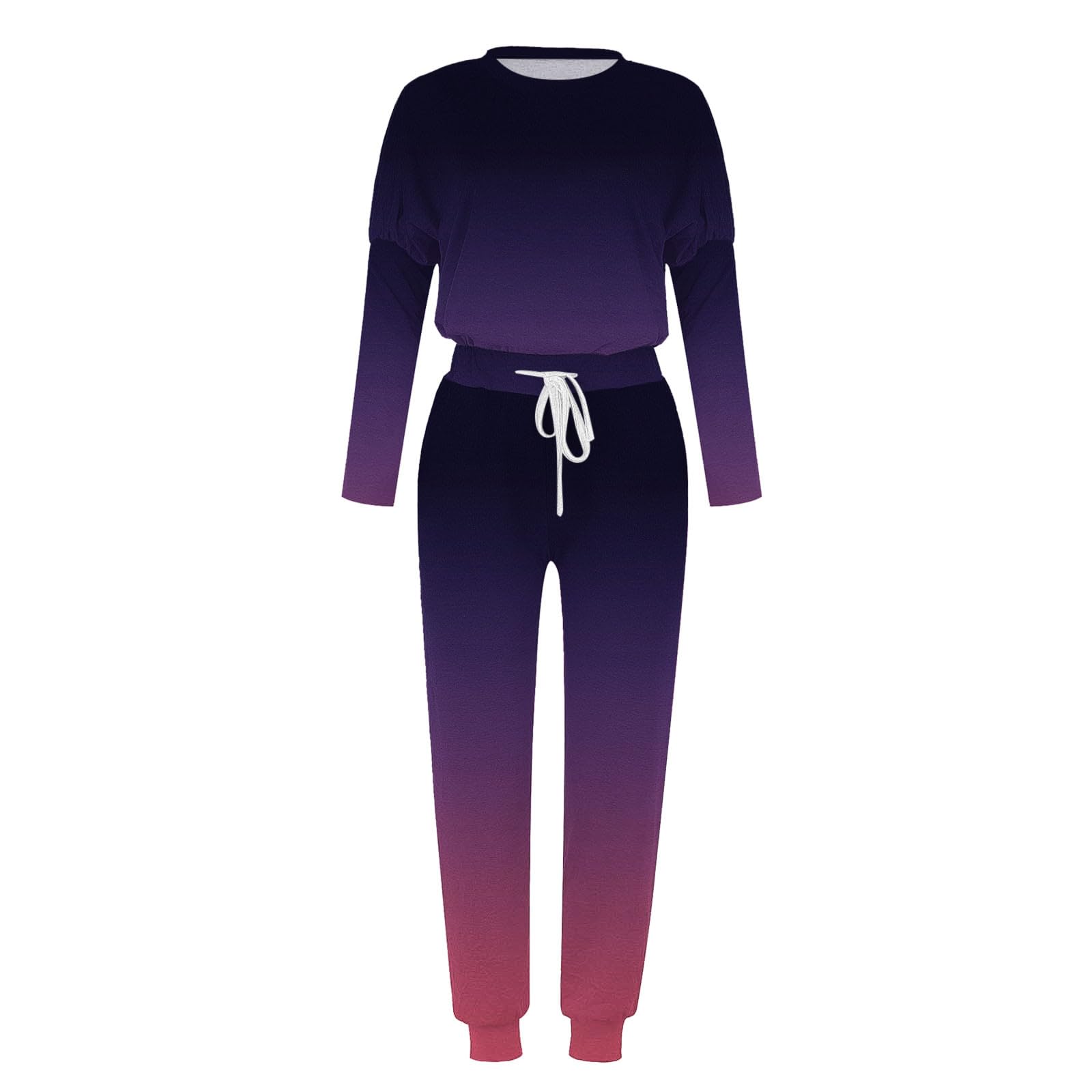 Women's 2-Piece Lounge Set - Crewneck Long Sleeve Top & Drawstring Jogger Pants Tracksuit | Comfortable Casual Outfit for Home, Yoga, Running & Travel