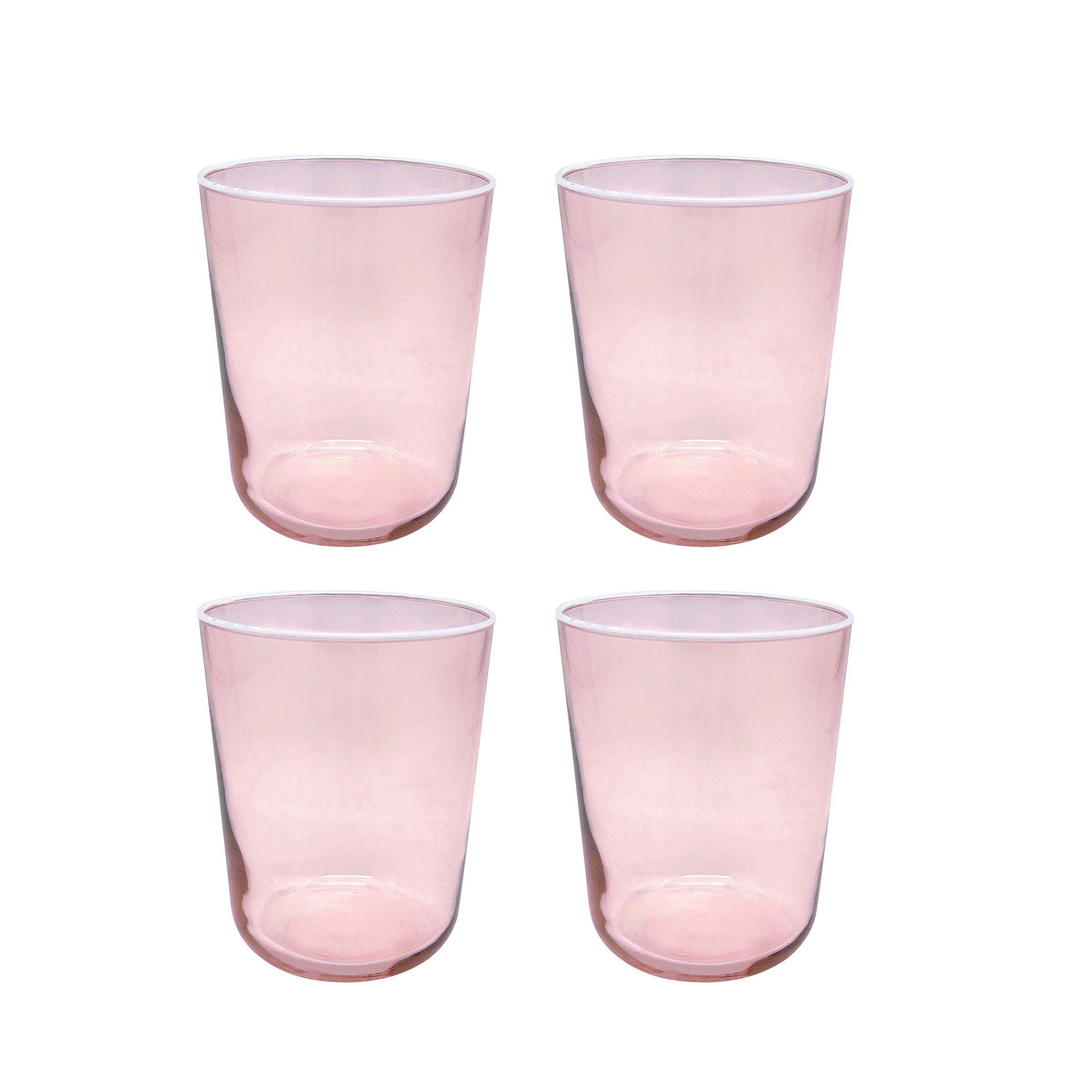 Premium Fine Line Quartz Double Old Fashioned Glasses Set of 4 - Elegant White Rim Whiskey Glasses for Cocktails, Bourbon & Home Bar Entertaining