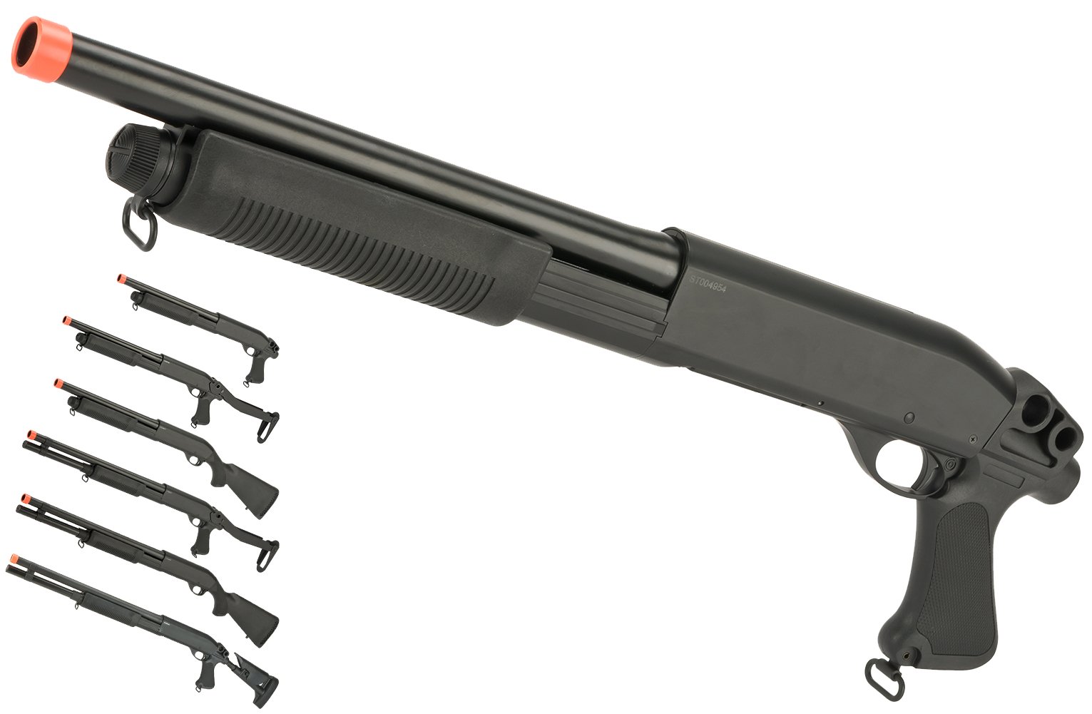 CYMA Standard Full Metal M870 3-Round Burst Airsoft Shotgun with Pistol Grip - Realistic Shell Loading for Tactical Training & Outdoor Airsoft Games (Model: CM350M)
