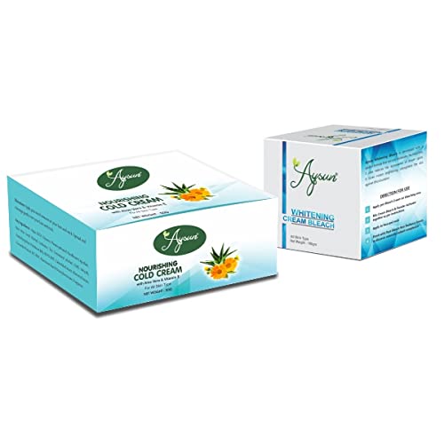 Aysun Nourishing Cold Cream & Whitening Cream Bleach (100g) Combo Pack of 2 | Moisturizing & Brightening Skincare Duo for Dry Skin & Dark Spots | Perfect for Night Care & Daily Skin Brightening Routine