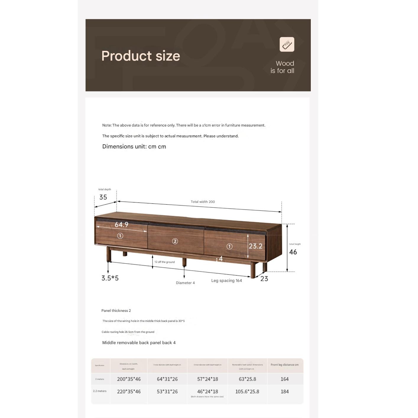 Premium Black Walnut Solid Wood TV Stand - Modern Entertainment Center with Storage for Living Room, Bedroom & Home Theater