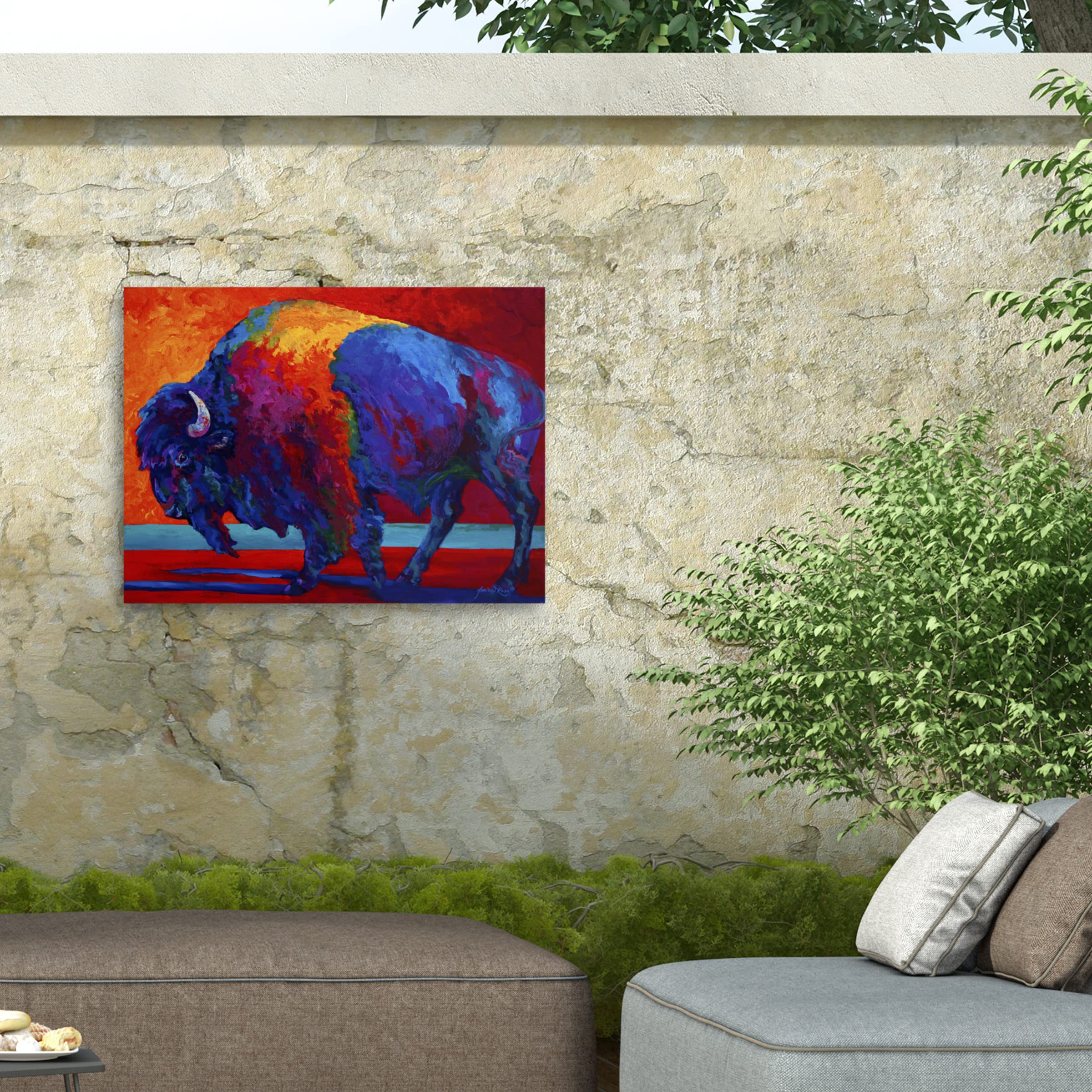 Abstract Bison Wall Art - Waterproof Outdoor Decor for Patio, Garden & Backyard - Modern Metal Wall Sculpture for Home & Office Decoration