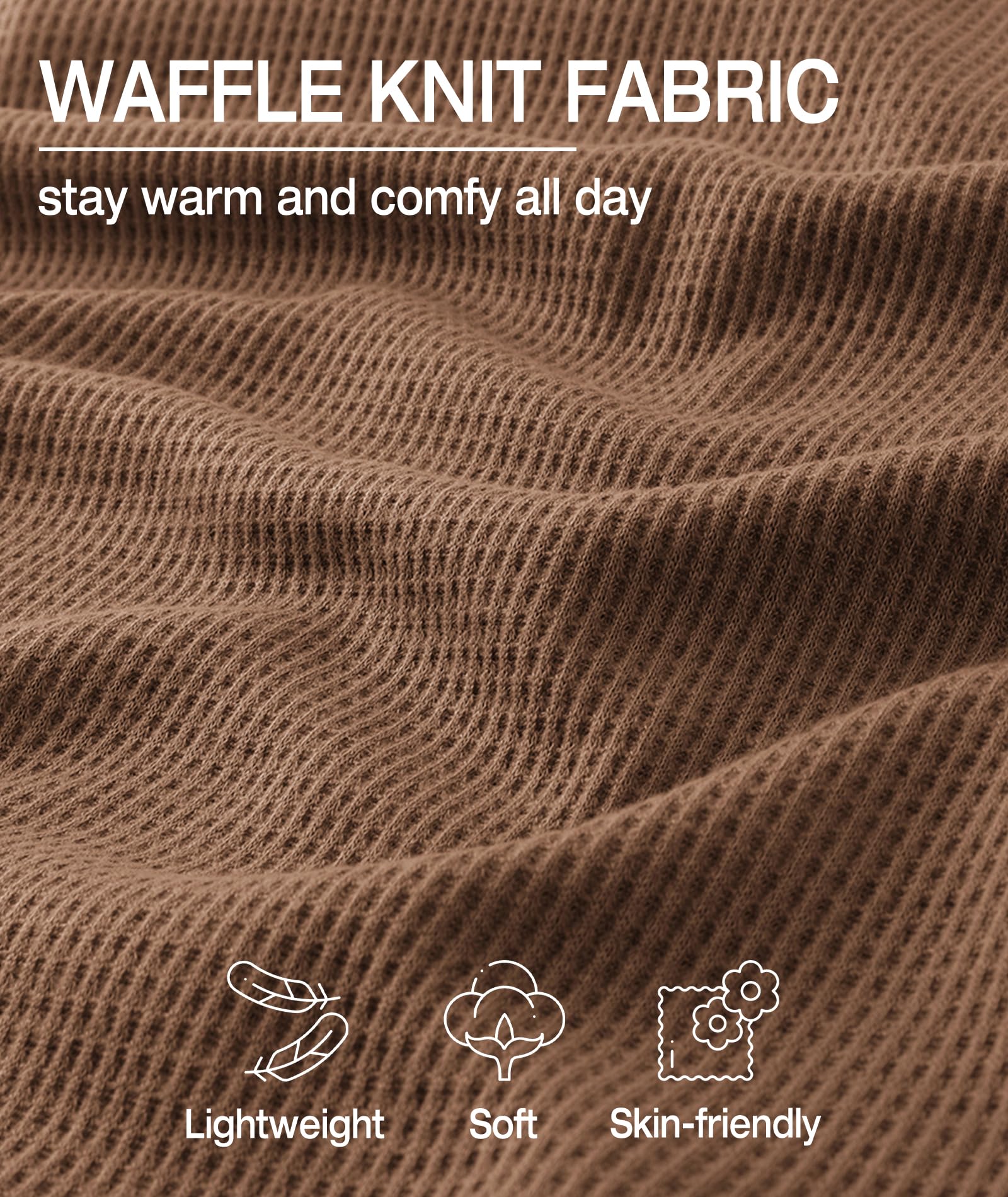 ZITY Men's Long Sleeve Henley Shirt - Casual Waffle Thermal Pullover with 3 Buttons & Pocket | Warm Winter Layering, Outdoor Activities, Workwear