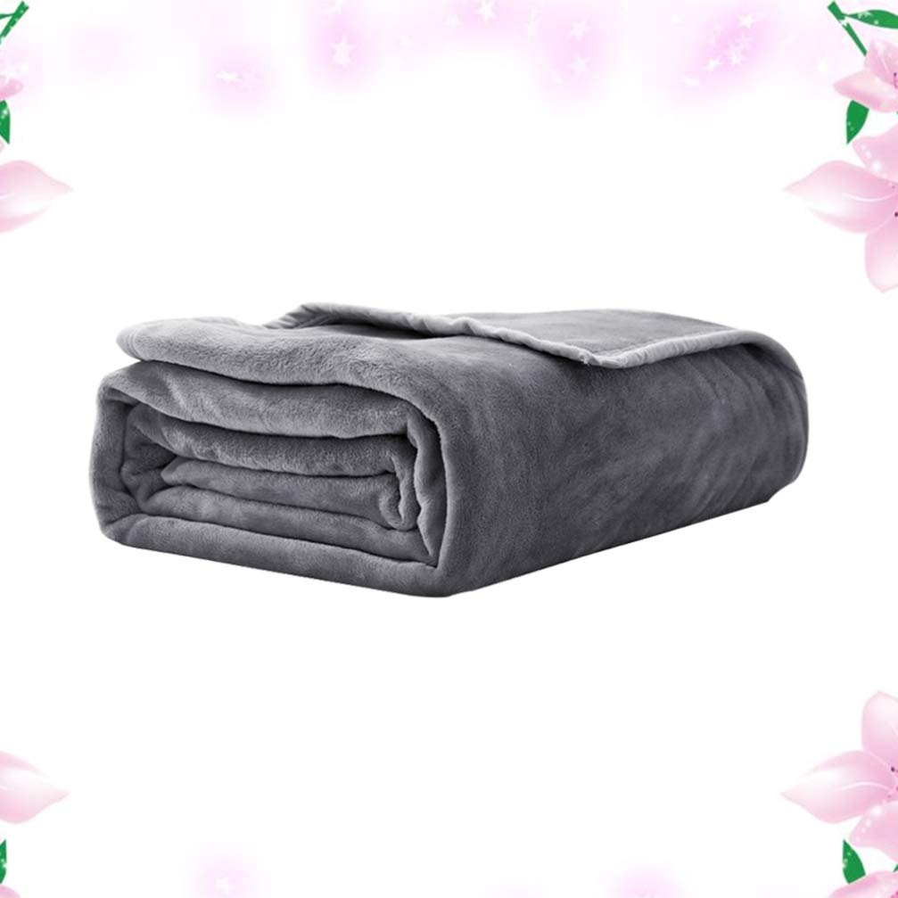 POPETPOP Solid Color Flannel Fleece Blanket - Soft Warm Cozy Bed Blanket for Winter, Home, Office & Travel Use
