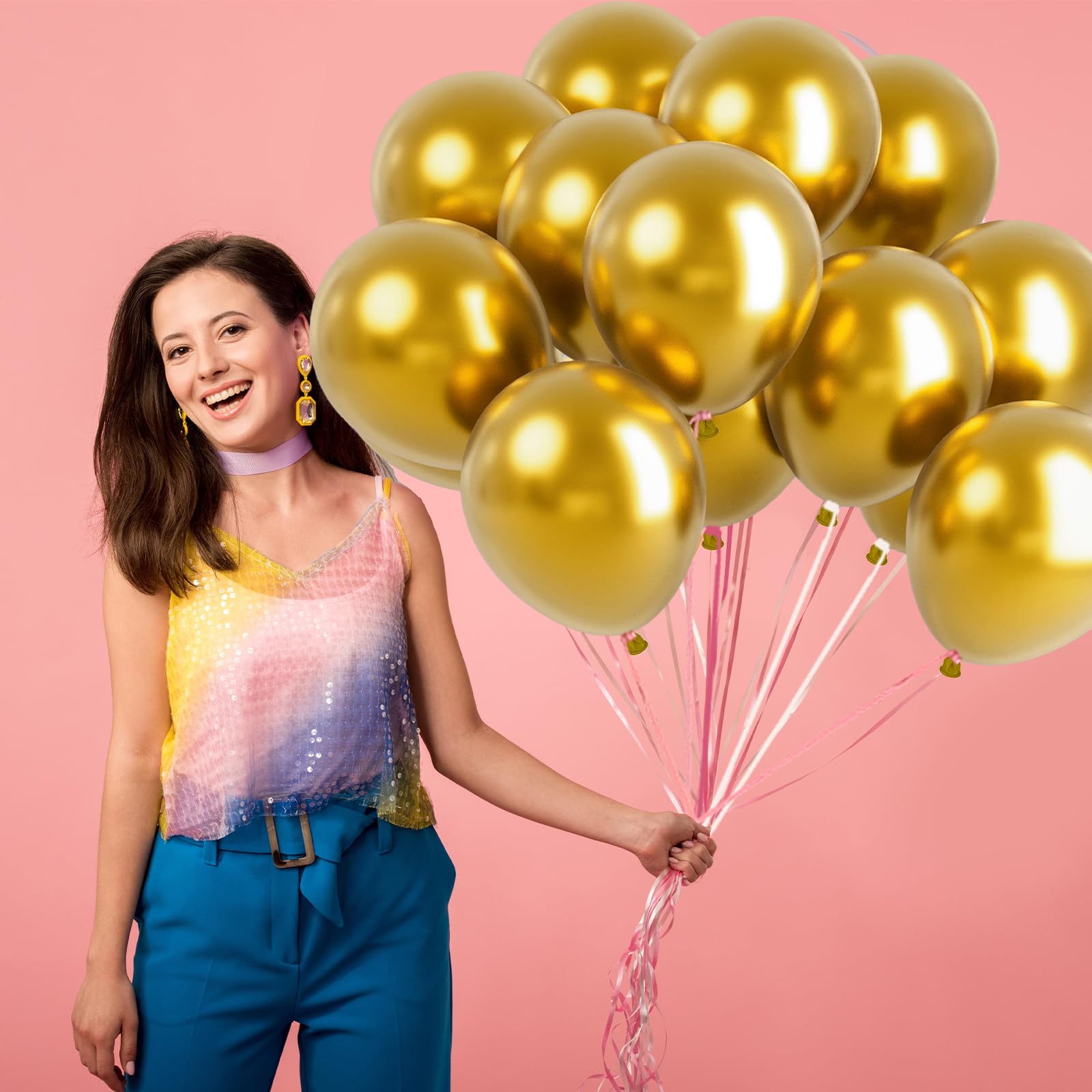 60PCS Gold Metallic Balloons 12 Inch Latex Party Decorations - Perfect for Birthday, Christmas, Wedding, Graduation, Baby Shower, Bachelorette & Retirement Celebrations