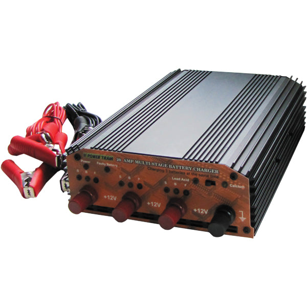 20Amp 3-Battery Fast Charger - High-Speed Charging for Car, Boat & RV Batteries - Perfect for Road Trips & Outdoor Adventures