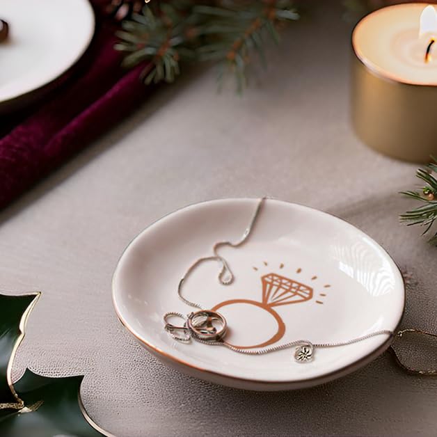 Engagement Ring Dish - Jewelry Tray for Bridal Shower & Wedding Gifts | Perfect for Christmas & Thanksgiving