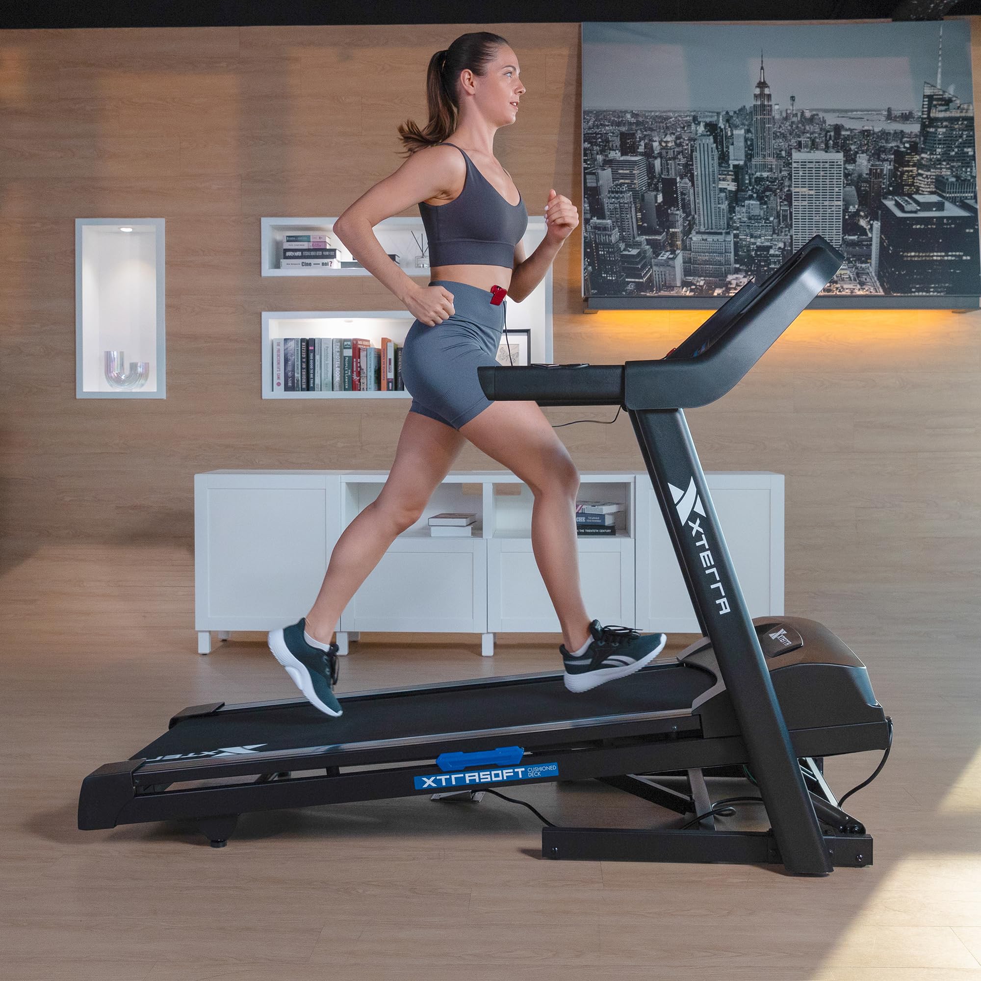XTERRA Fitness Sport Series Premium Folding Smart Treadmill with Bluetooth & App - Adjustable Speed & Incline Controls, XTRASoft Cushioned Running Deck - Perfect for Home Gym, Cardio Workouts & Indoor Running Training