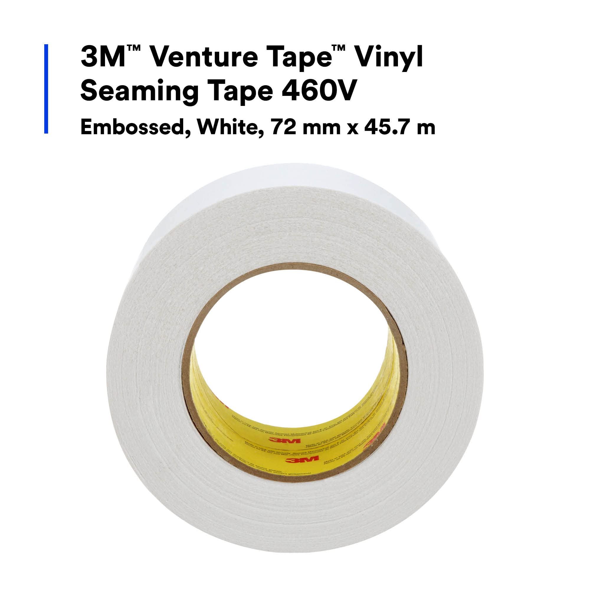 3M Venture Tape Vinyl Seaming Tape 460V - White, Embossed, Cold Weather Adhesive, 2.83