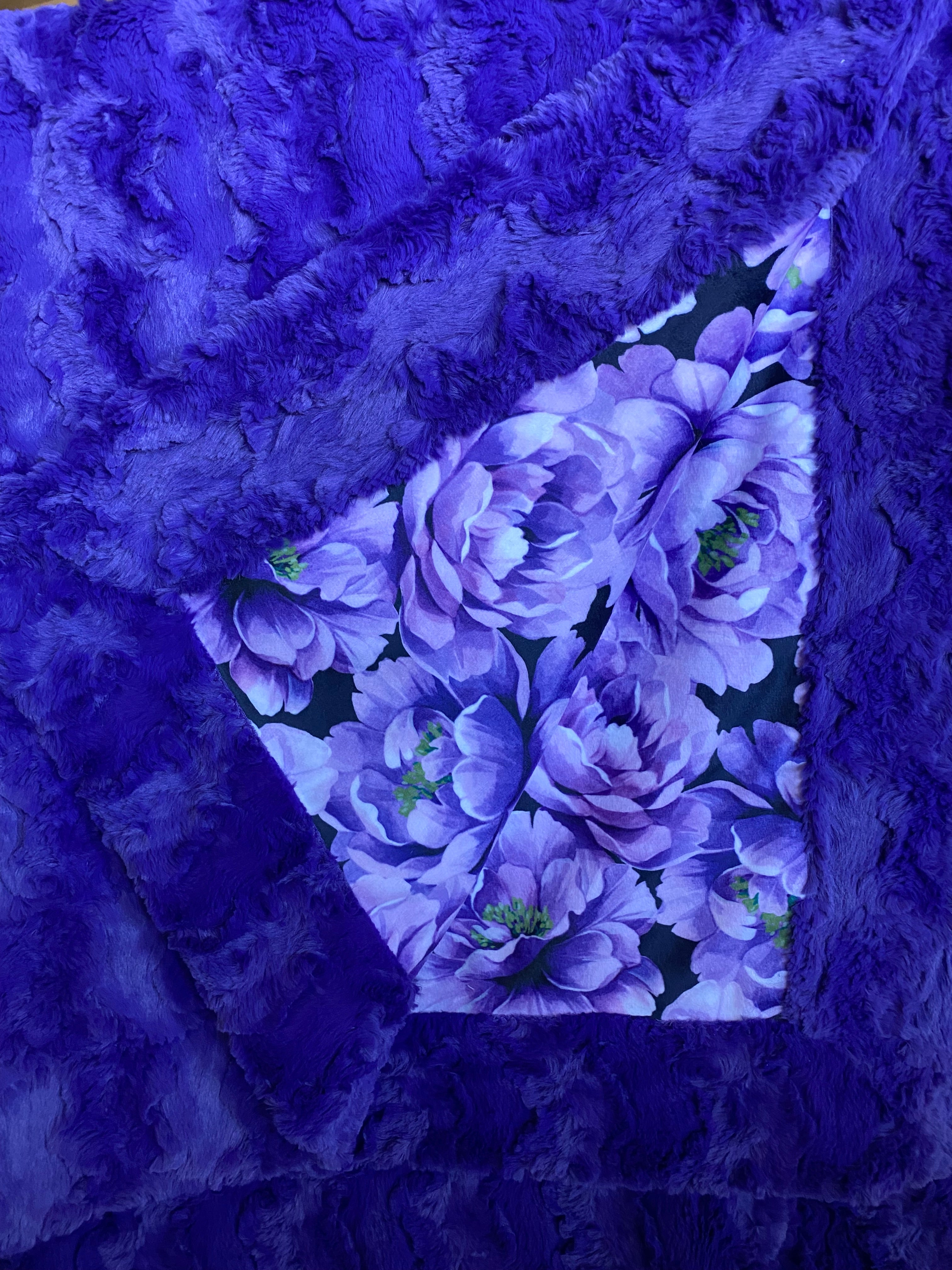 Petal Floral Viola Glacier Large Minky Blanket 53x66 - Ultra Soft Cozy Throw Blanket for Bed, Sofa & Nursery Decor