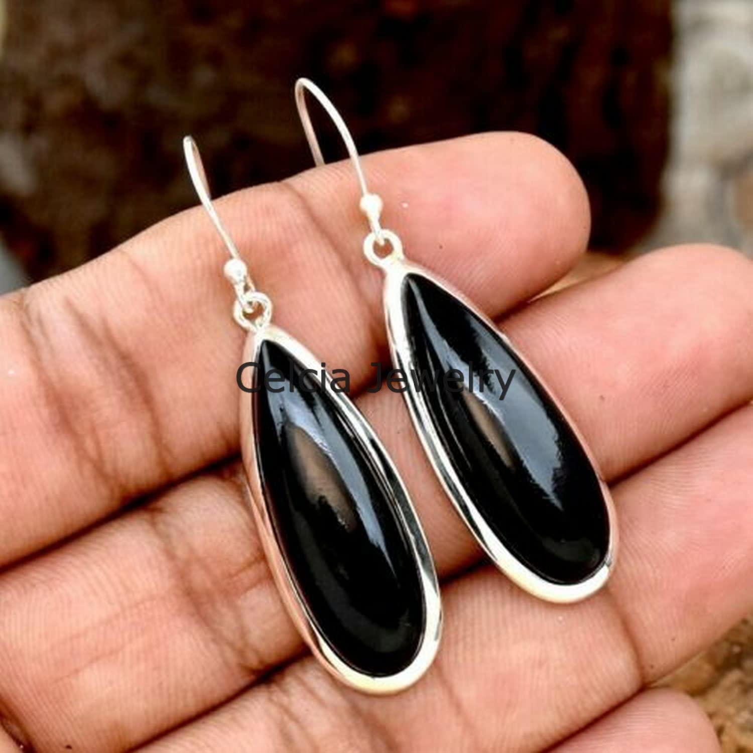 Natural Black Onyx Gemstone Dangle Drop Earrings for Women – Elegant Classic Jewelry for Birthday, Anniversary, Wedding & Engagement Gifts | Perfect Mother’s Day Present | Ideal for Evening Parties, Date Nights & Special Occasions