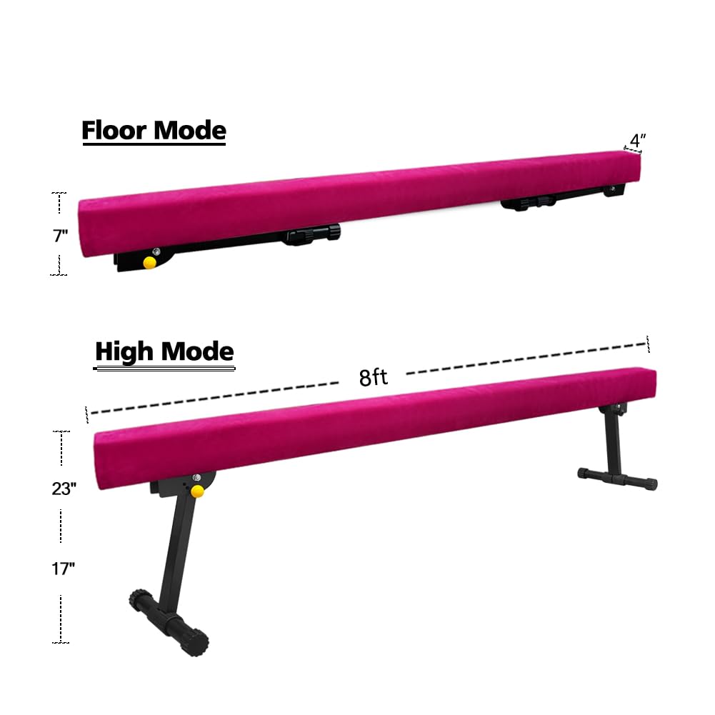 6ft/8ft Adjustable Gymnastics Balance Beam for Kids & Adults - High/Low Floor Beam for Home Training, Physical Therapy & Professional Gymnastics Practice - Perfect for Beginners to Advanced Athletes (Ideal for Home Gyms, Dance Studios & Rehabilitation Centers)