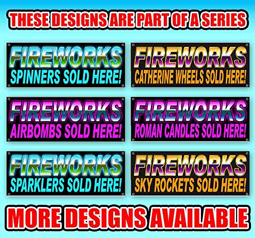 13 oz Heavy-Duty Vinyl Fireworks Candles Banner - Single-Sided with Metal Grommets | Durable Non-Fabric Sign for Party Decorations & Holiday Celebrations