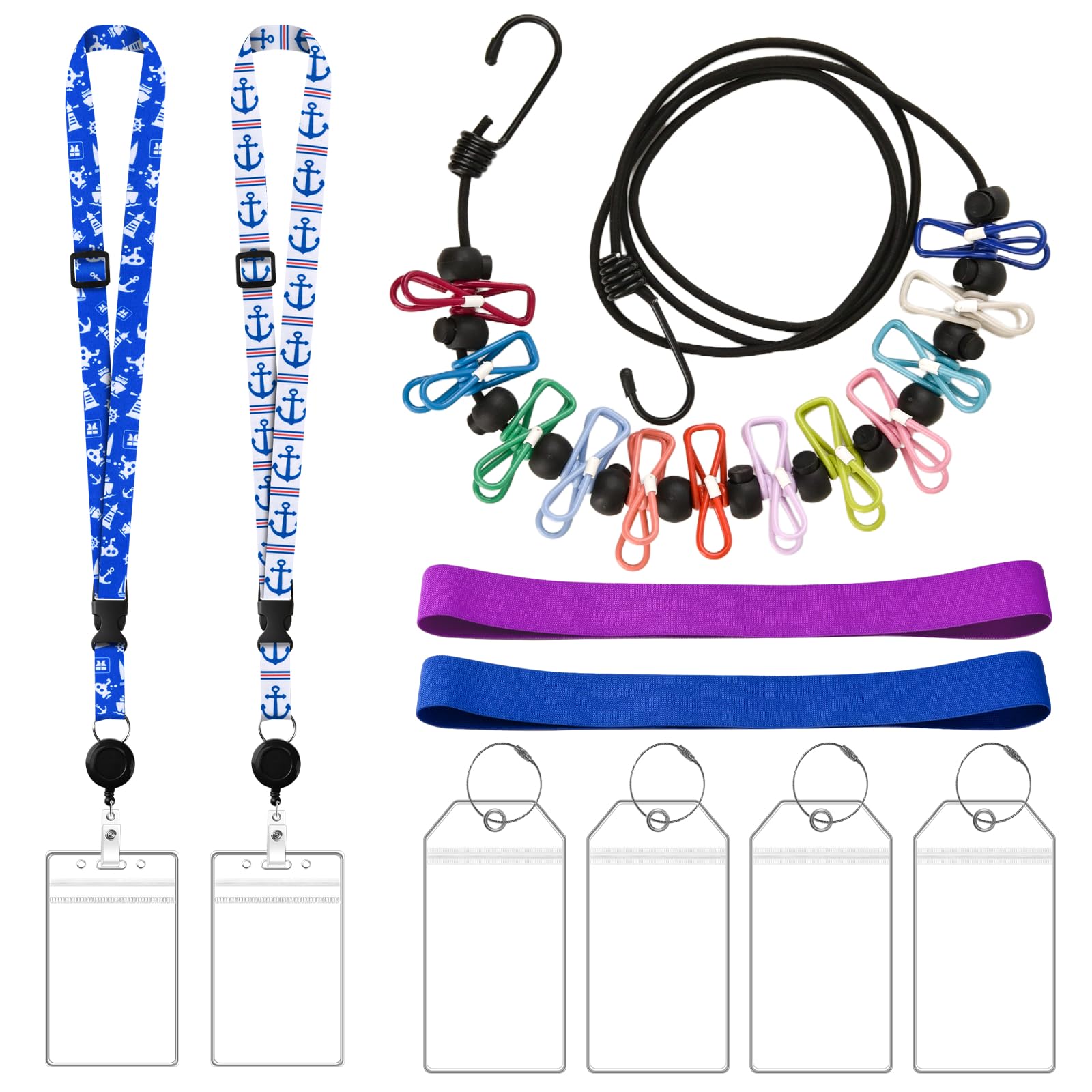 Carnival Cruise Essentials Kit - Retractable Lanyards, Luggage Tags & Towel Bands for Travel
