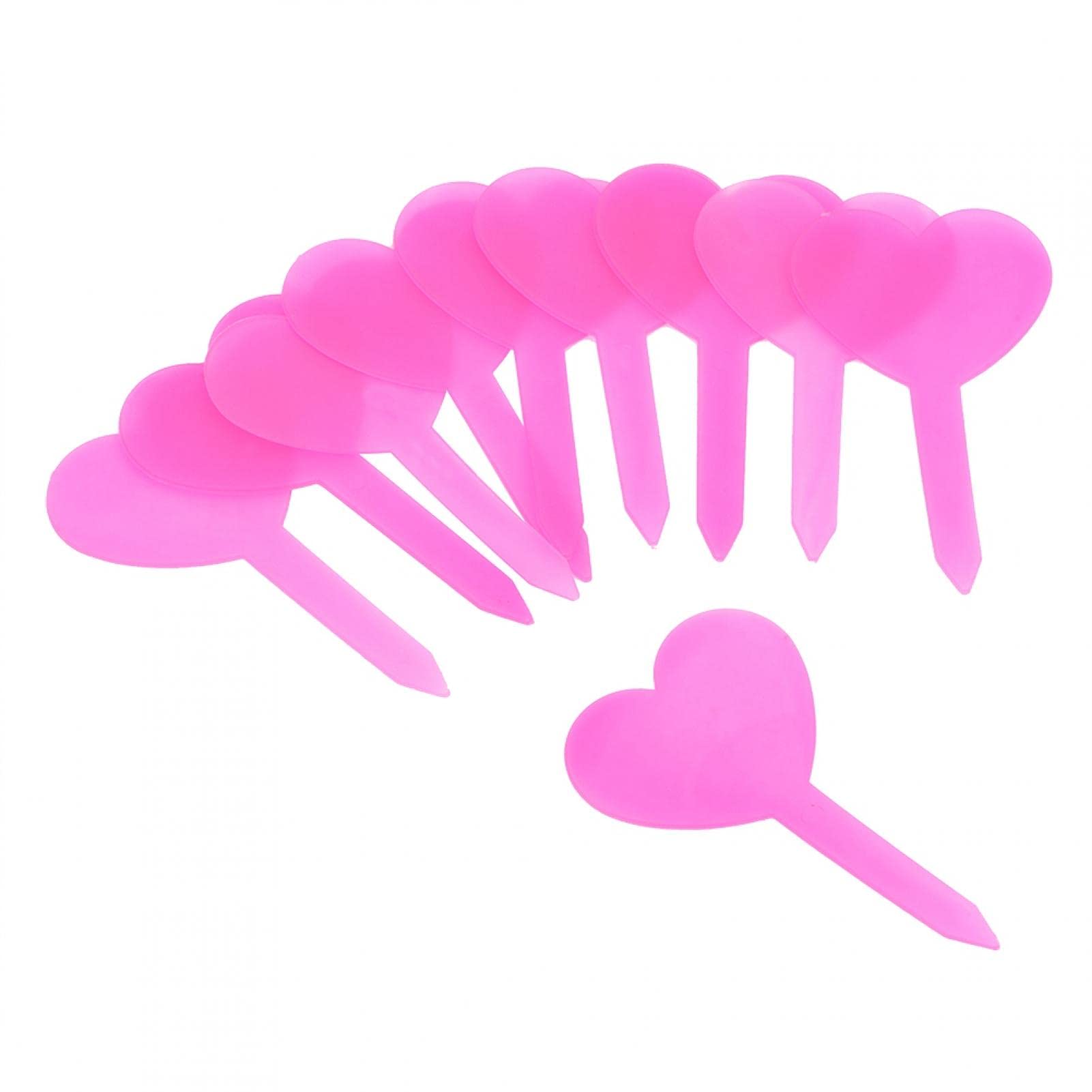 PVC Heart-Shaped Plant Labels for Garden, Yard, Patio - Waterproof Flower & Bonsai Tags with Writing Space - Perfect for Organizing Herbs, Vegetables & Houseplants (Pink) - Ideal for Gardening Supplies, Pot Decor & Planting Records