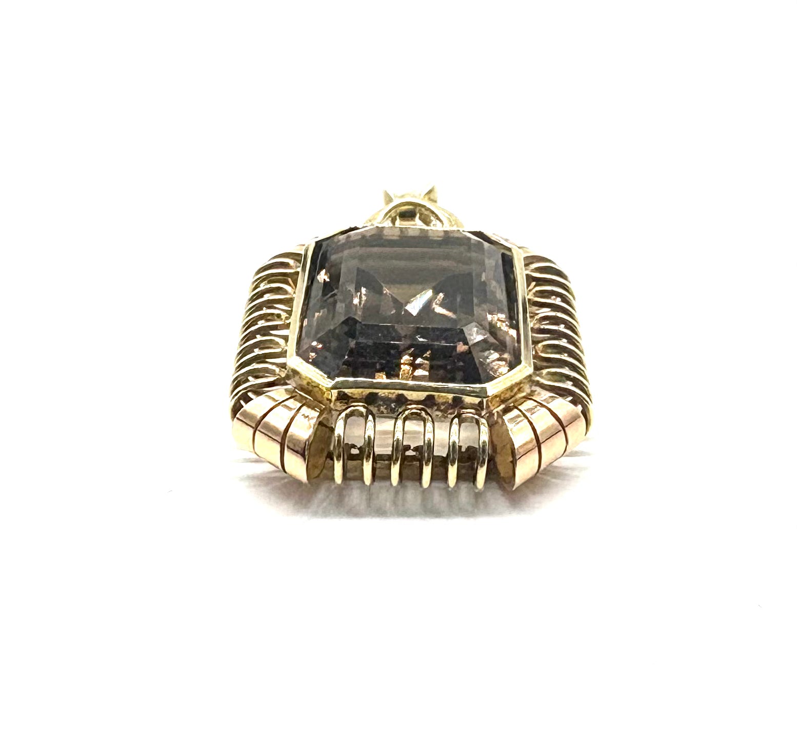 14K Yellow & Rose Gold Smokey Quartz Cutout Frame Pendant Necklace - Elegant Dainty Jewelry for Women, Perfect for Valentine's Day Gifts & Everyday Wear