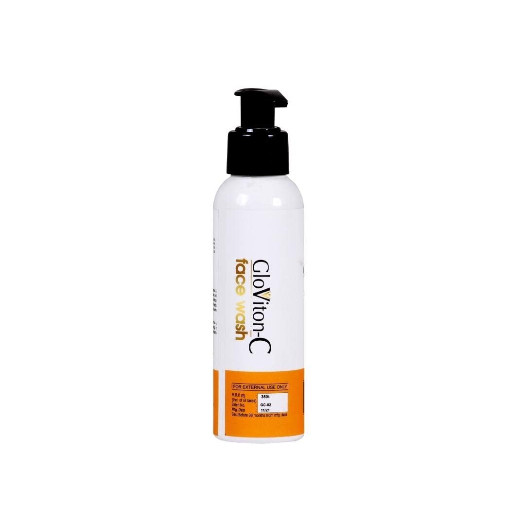 Gloviton-C Vitamin C Face Wash with Kojic Acid, Glycolic Acid & Salicylic Acid - Brightening & Exfoliating Cleanser for Acne, Dark Spots & Uneven Skin Tone - Perfect for Morning & Night Skincare Routine
