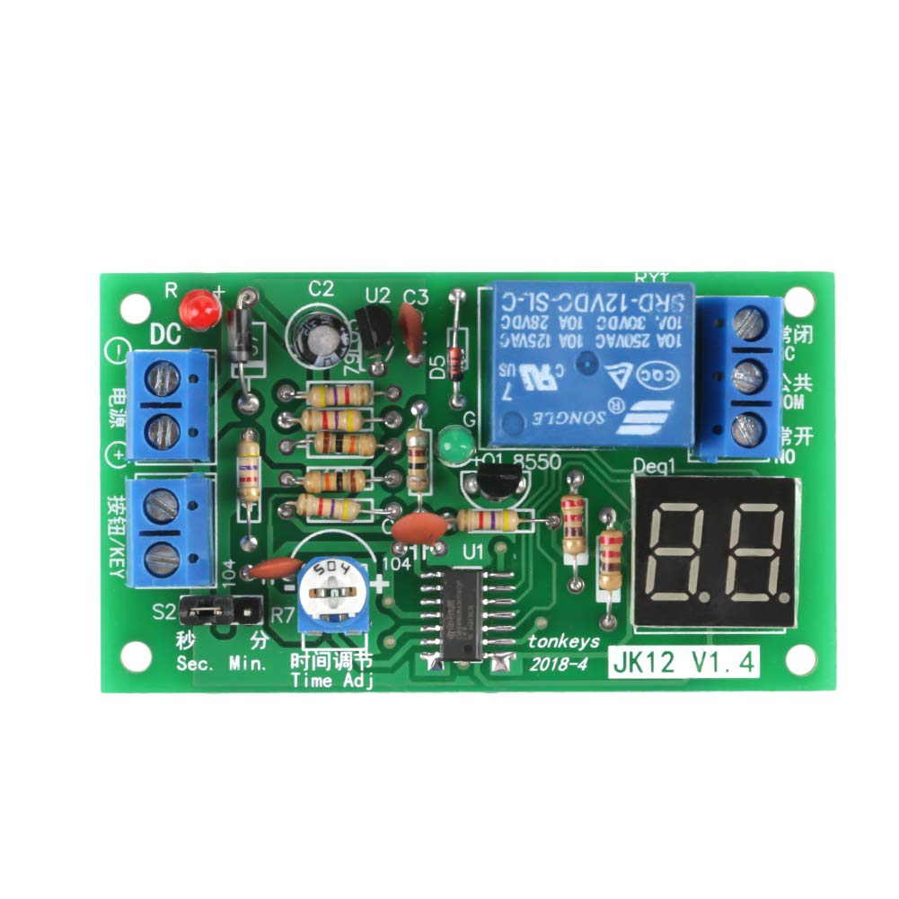 12V DC Timer Relay Switch Module with LED Display - Adjustable Countdown & Delay Turn Off for Smart Home, DIY Projects, and Automation Control